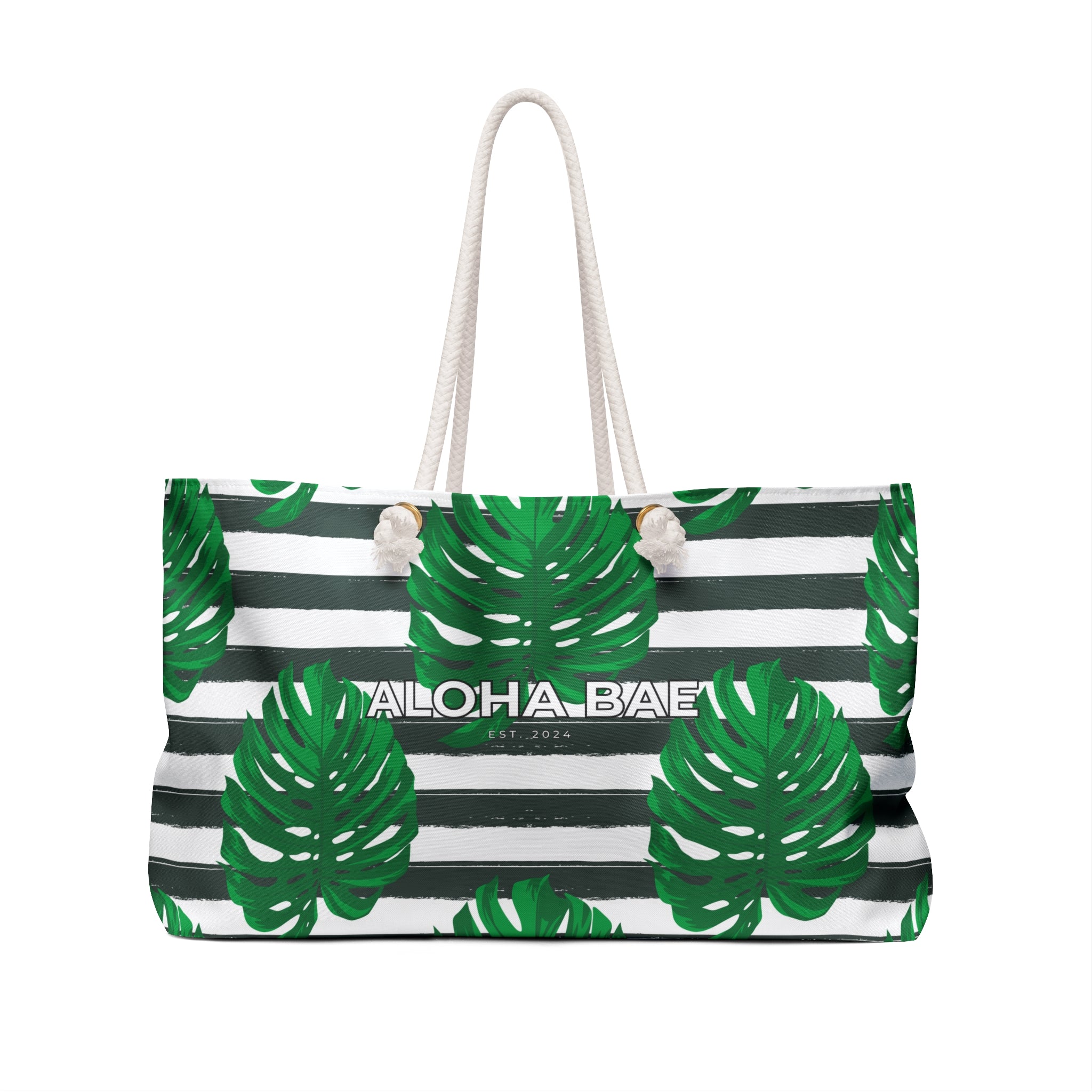 Striped Monstera Aloha Bae Weekender Bag-Bags-alohabae