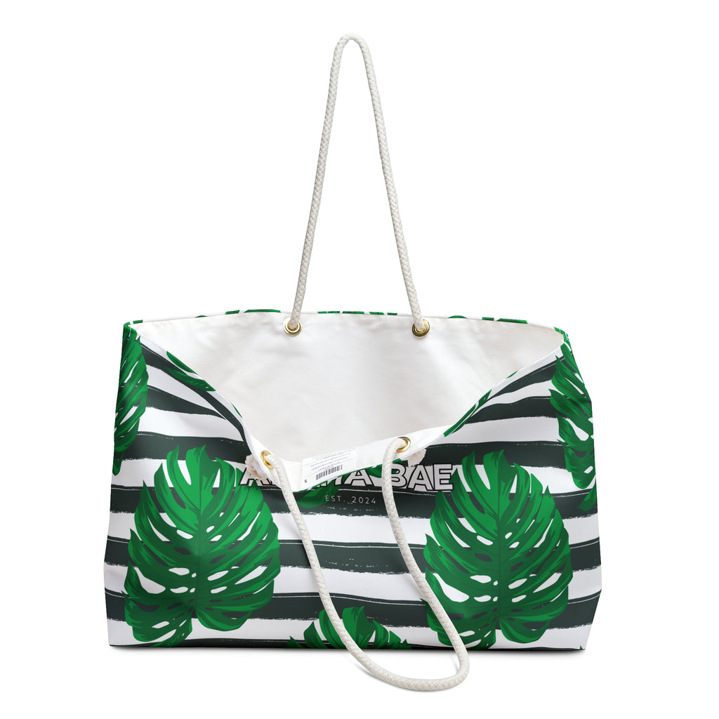 Striped Monstera Aloha Bae Weekender Bag-Bags-alohabae