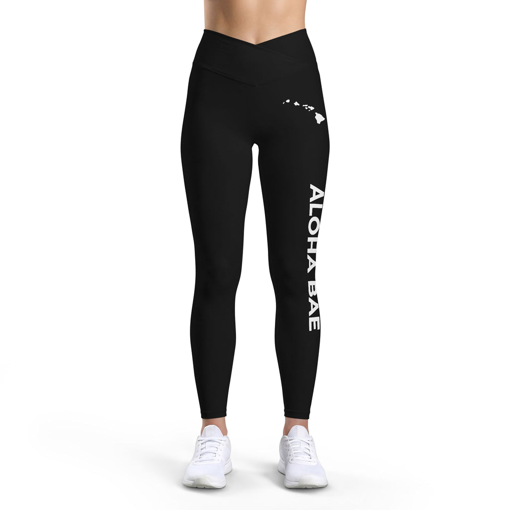 High-Waist 'Aloha Bae' Luxe Black Activewear Leggings-Activewear-alohabae