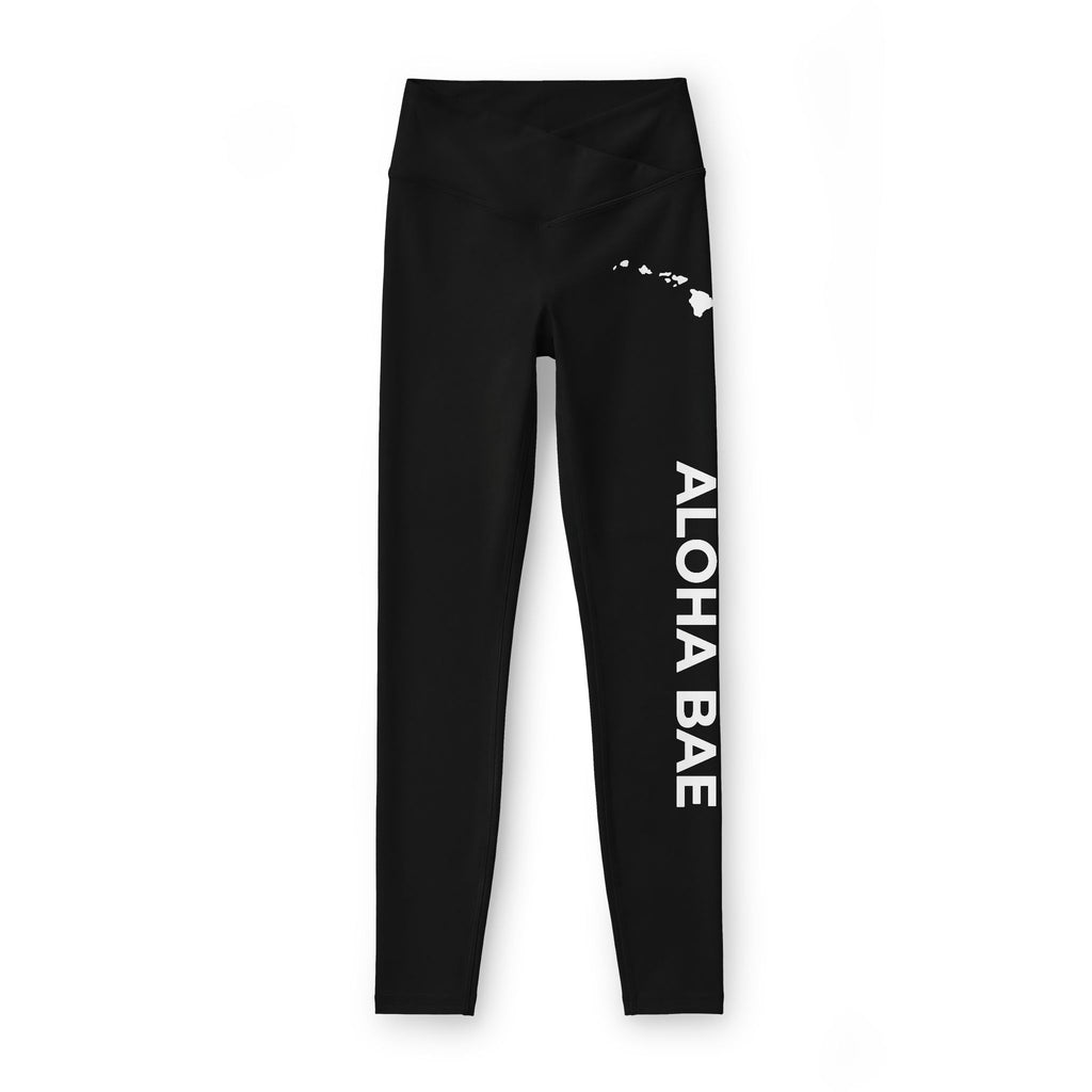 High-Waist 'Aloha Bae' Luxe Black Activewear Leggings-Activewear-alohabae