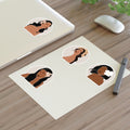 Set of four Hawaiian Wahine stickers in white or transparent, featuring tropical female designs by Printify.