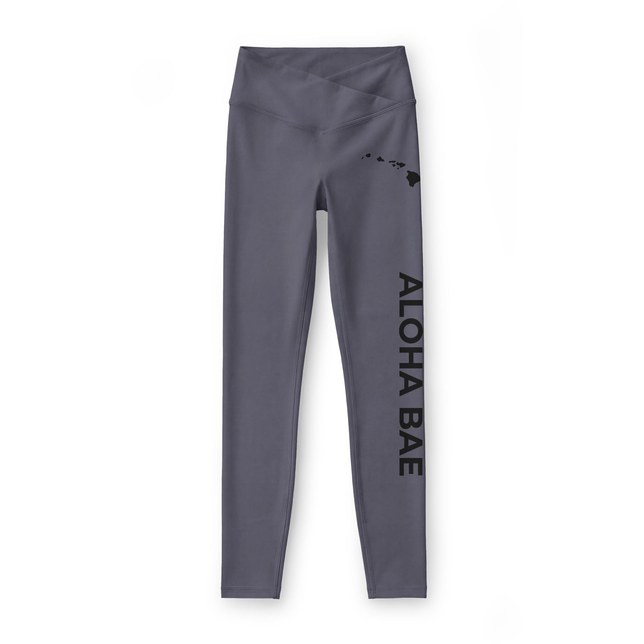 High-Waist 'Aloha Bae' Gray Activewear Leggings-Activewear-alohabae