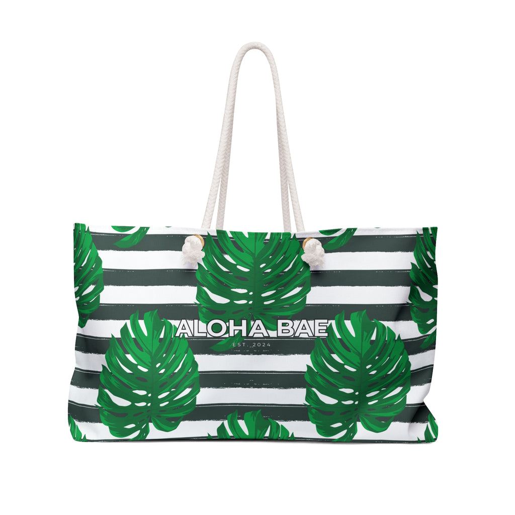 Striped Monstera Aloha Bae Weekender Bag-Bags-alohabae