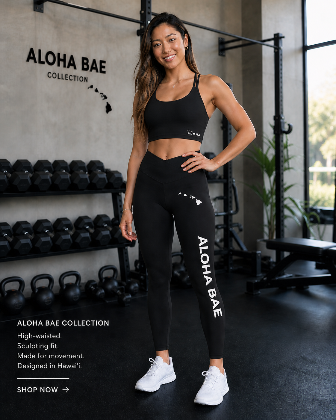 High-Waist 'Aloha Bae' Luxe Black Activewear Leggings-Activewear-alohabae