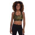 Gold Monstera Padded Sports Bra-Activewear-alohabae