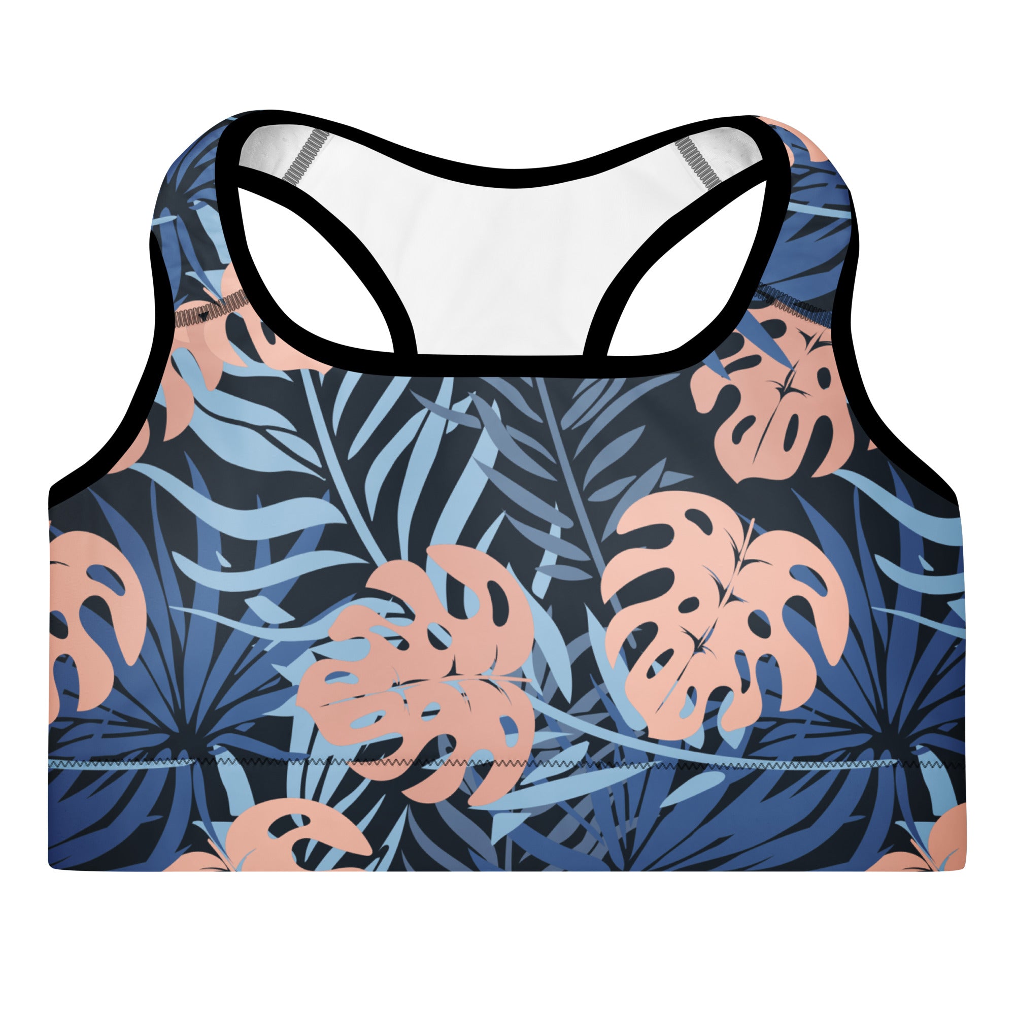 Midnight Tropics Padded Sports Bra-Activewear-alohabae