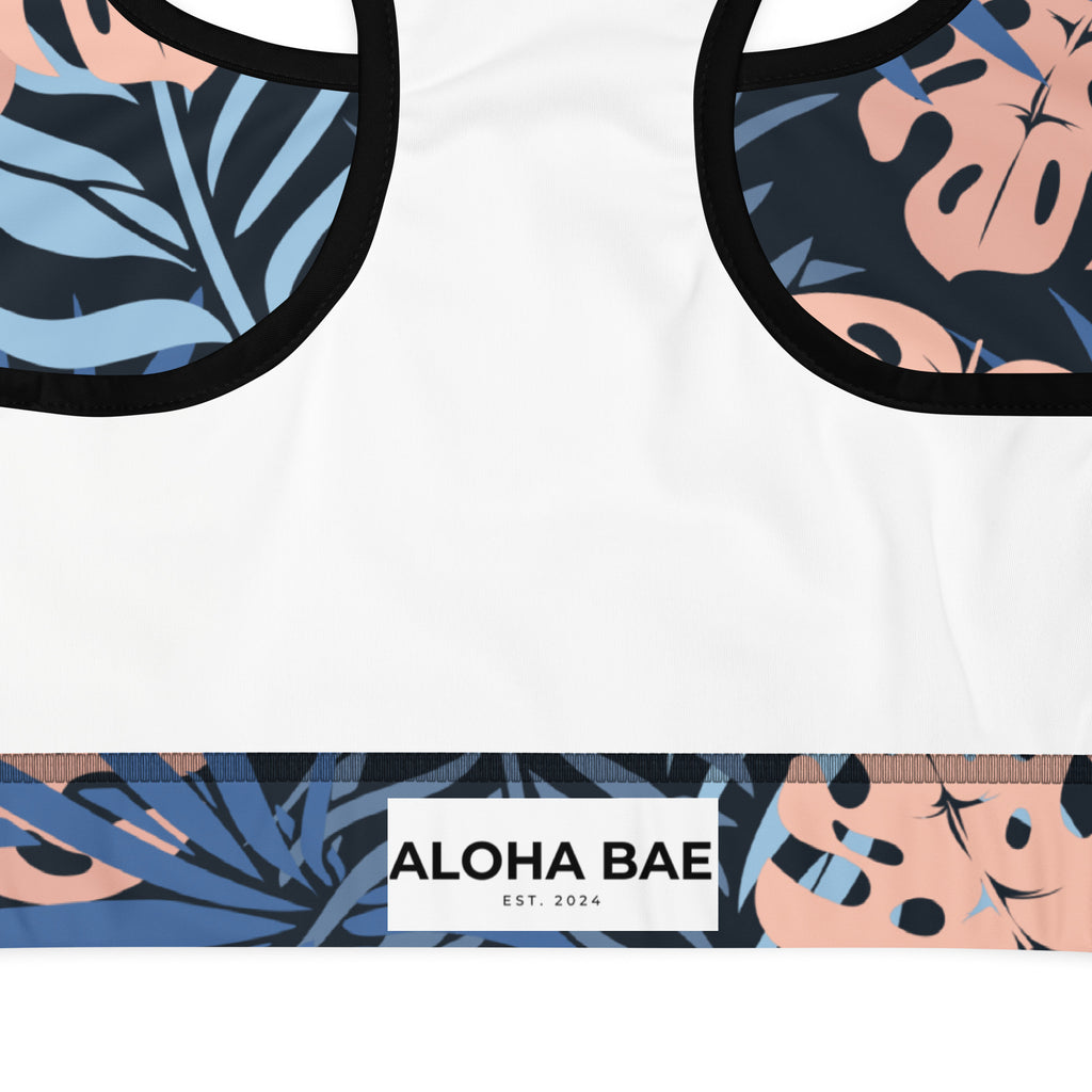 Midnight Tropics Padded Sports Bra-Activewear-alohabae