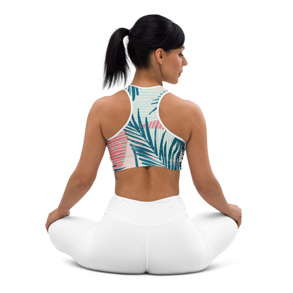 Retro Tropics Padded Sports Bra-Activewear-alohabae