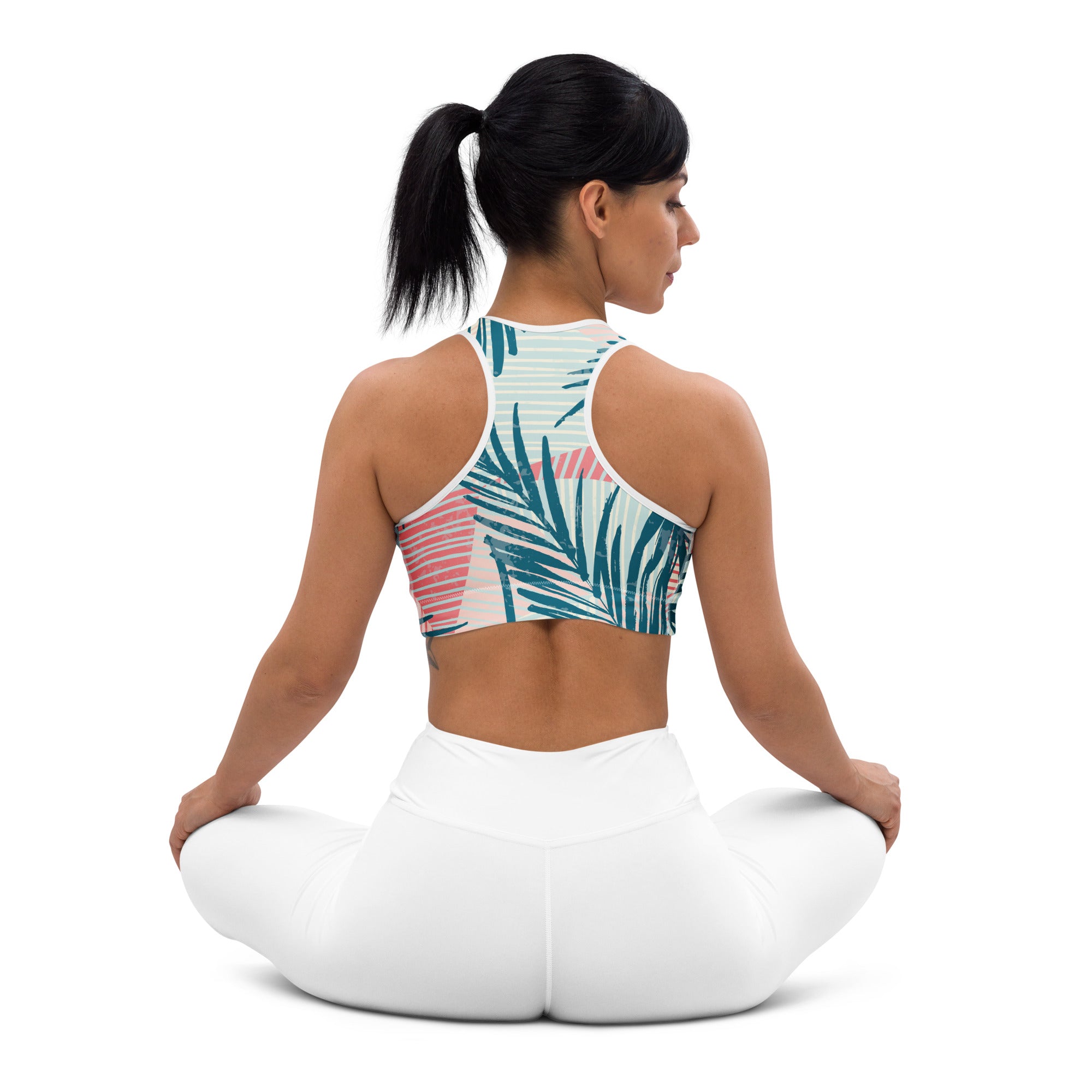 Retro Tropics Padded Sports Bra-Activewear-alohabae
