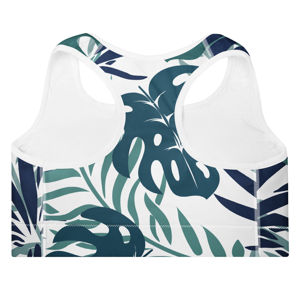 Sea Green Tropics Padded Sports Bra-Activewear-alohabae