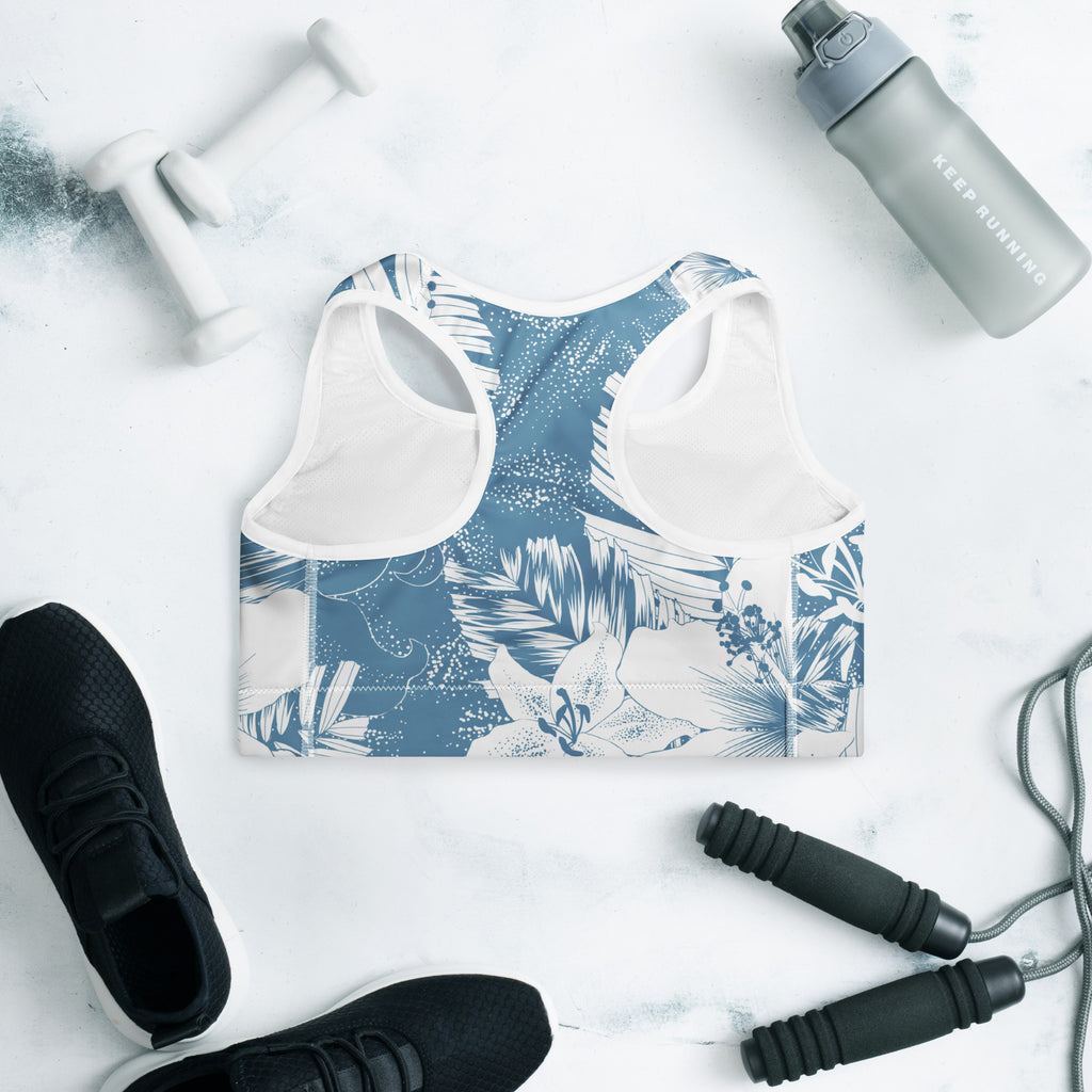 Hawaiian Blue Skies Padded Sports Bra-Activewear-alohabae