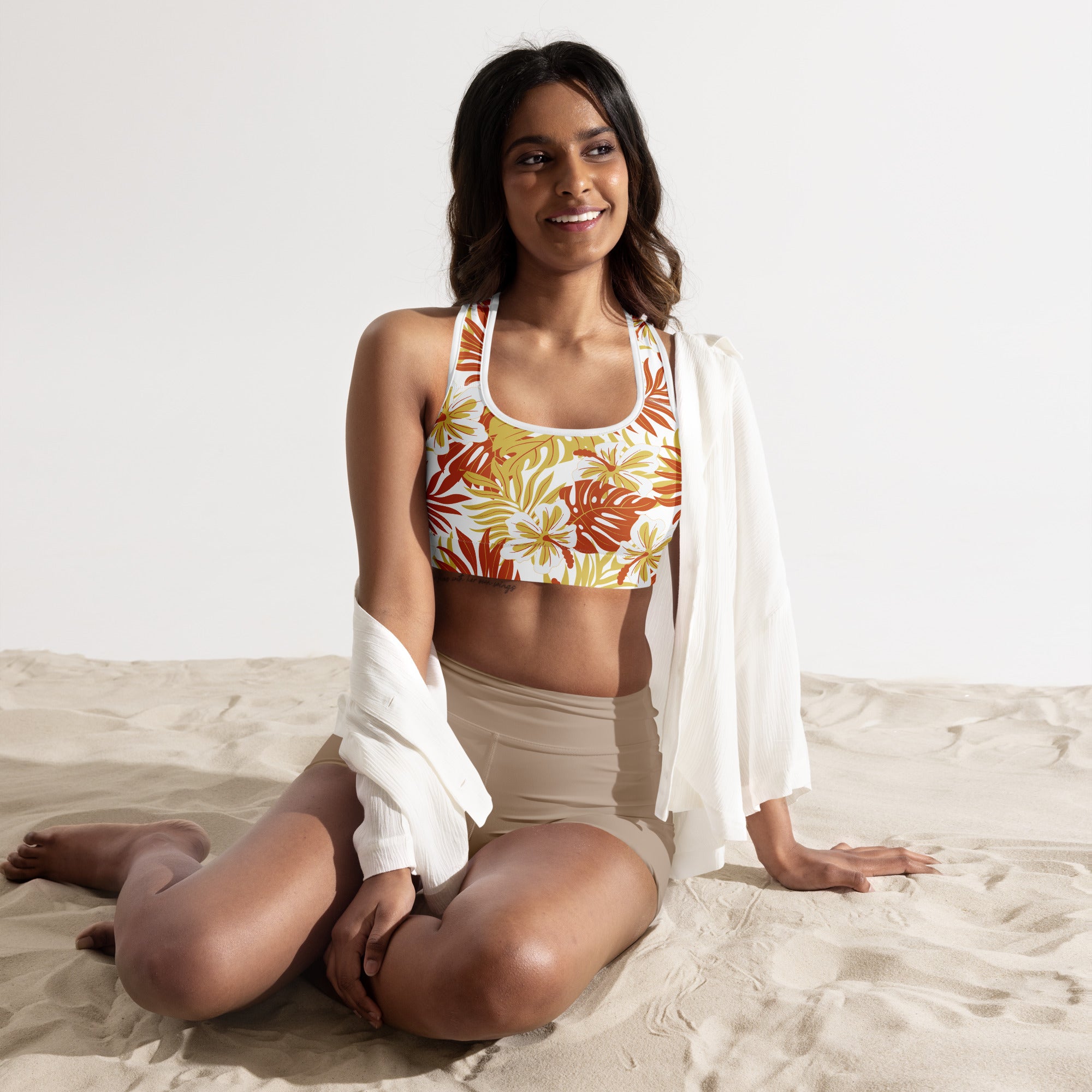 Tropical Pele Padded Sports Bra-Activewear-alohabae