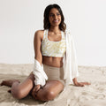 White Gold Monstera Padded Sports Bra-Activewear-alohabae