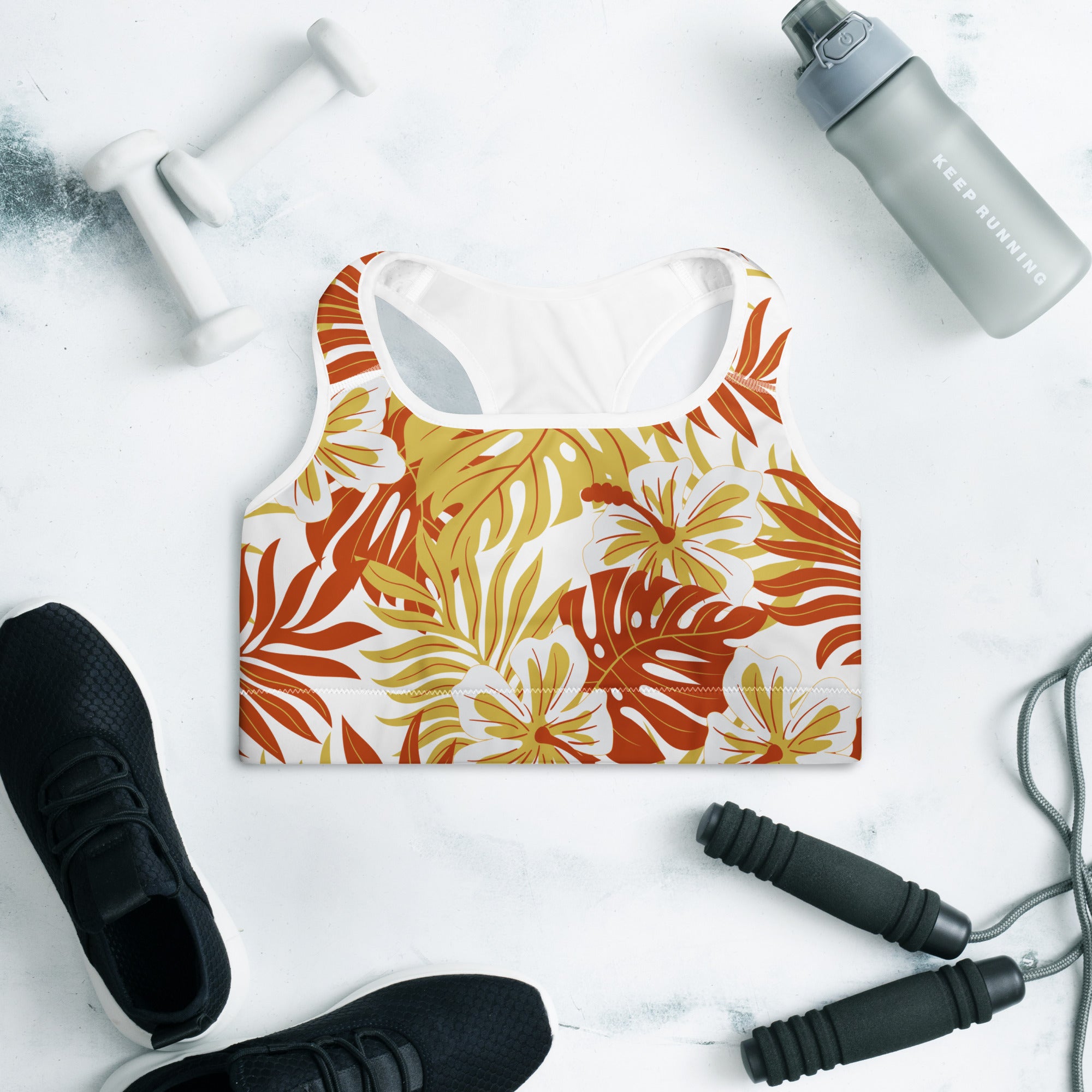 Tropical Pele Padded Sports Bra-Activewear-alohabae