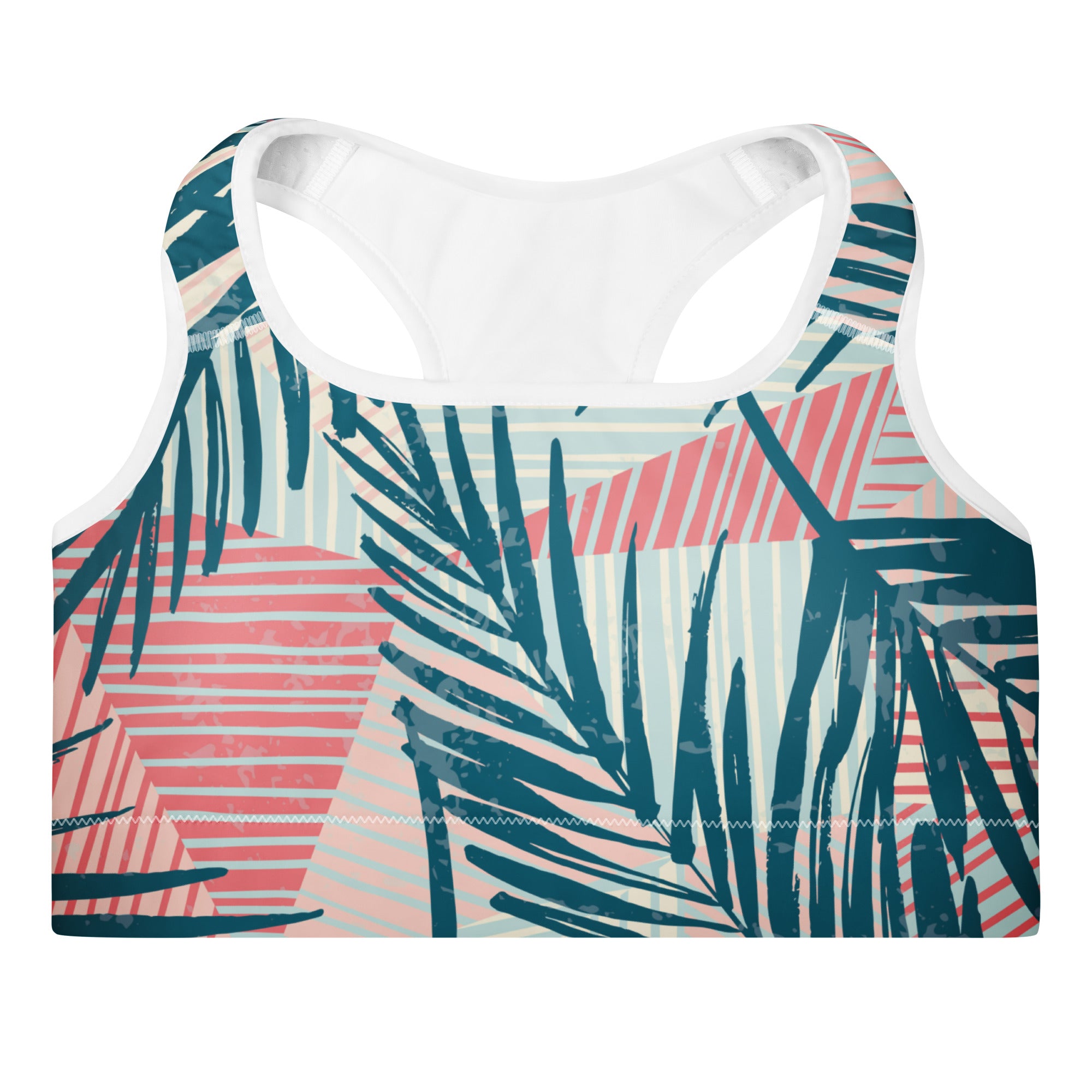 Retro Tropics Padded Sports Bra-Activewear-alohabae