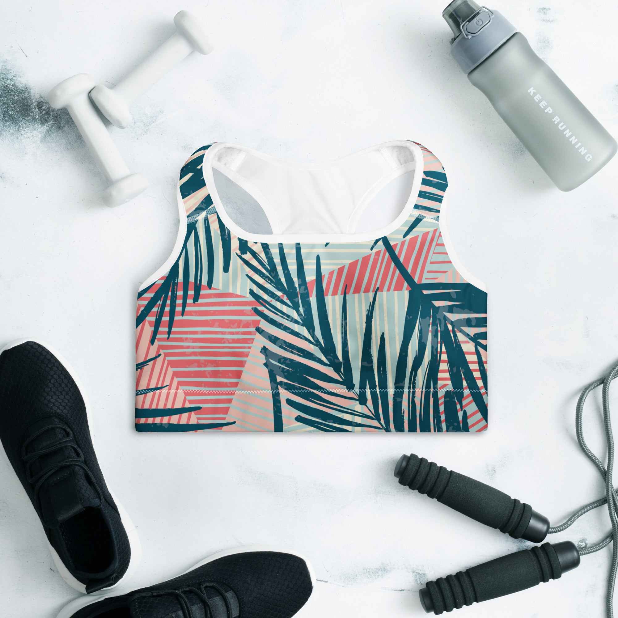 Retro Tropics Padded Sports Bra-Activewear-alohabae