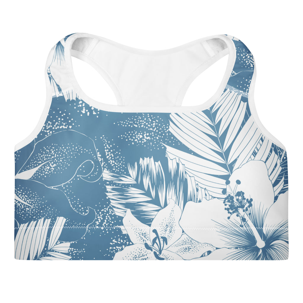Hawaiian Blue Skies Padded Sports Bra-Activewear-alohabae