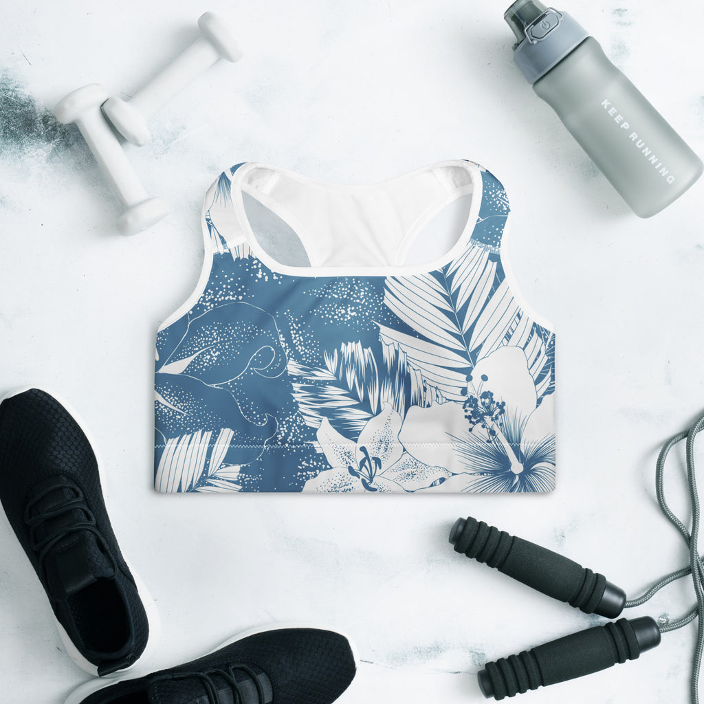 Hawaiian Blue Skies Padded Sports Bra-Activewear-alohabae
