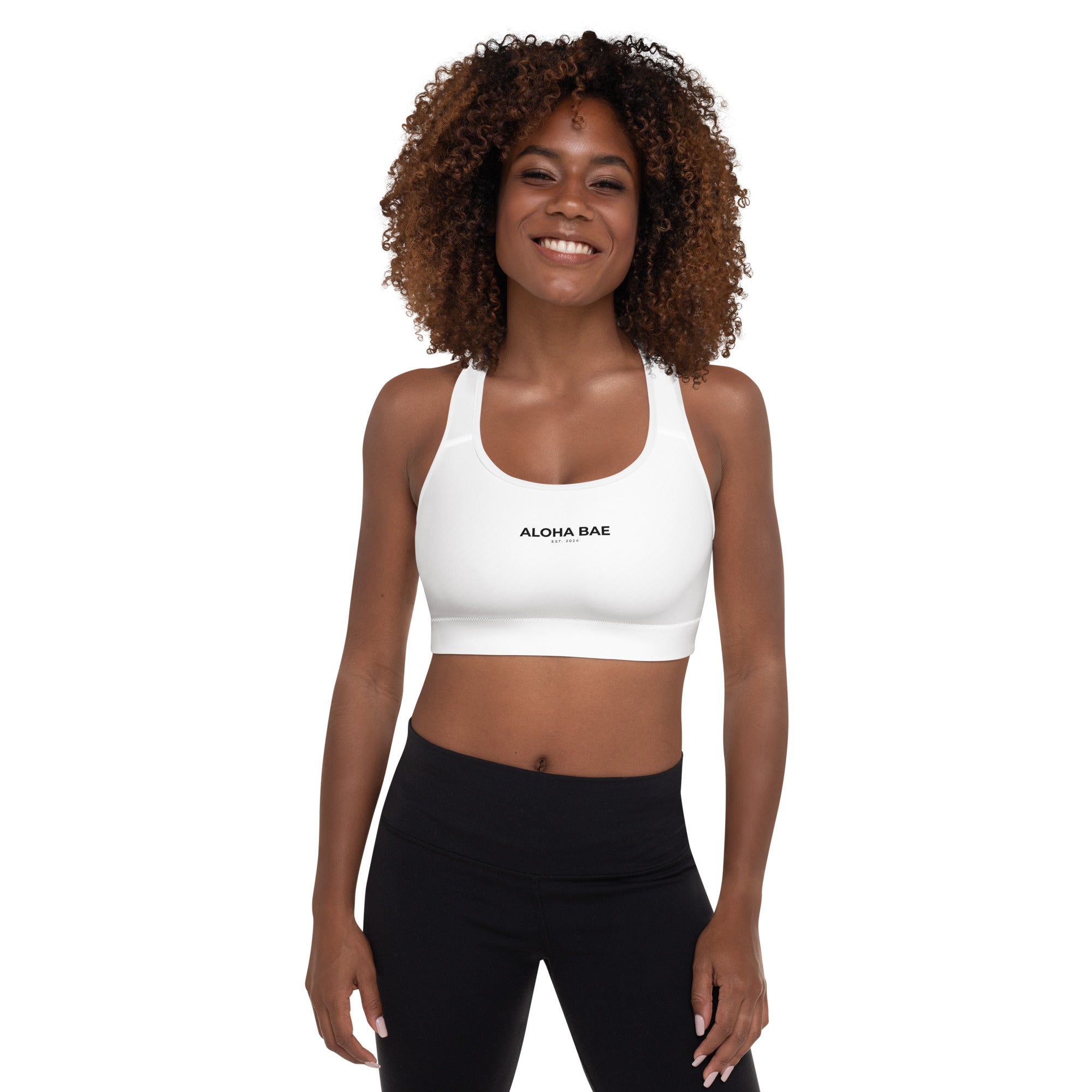 Aloha Bae Logo Padded Yoga Sports Bra-Activewear-alohabae