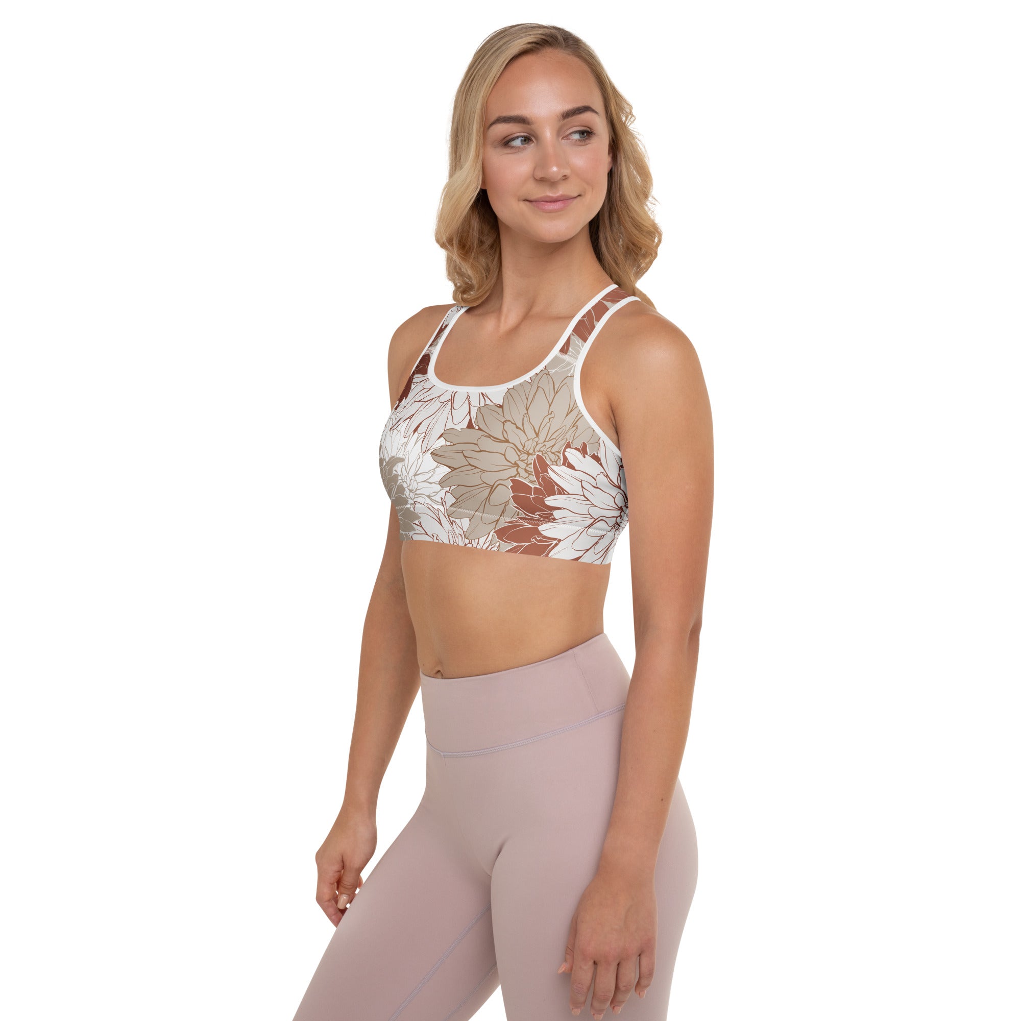 Red Tropics Padded Sports Bra-Activewear-alohabae