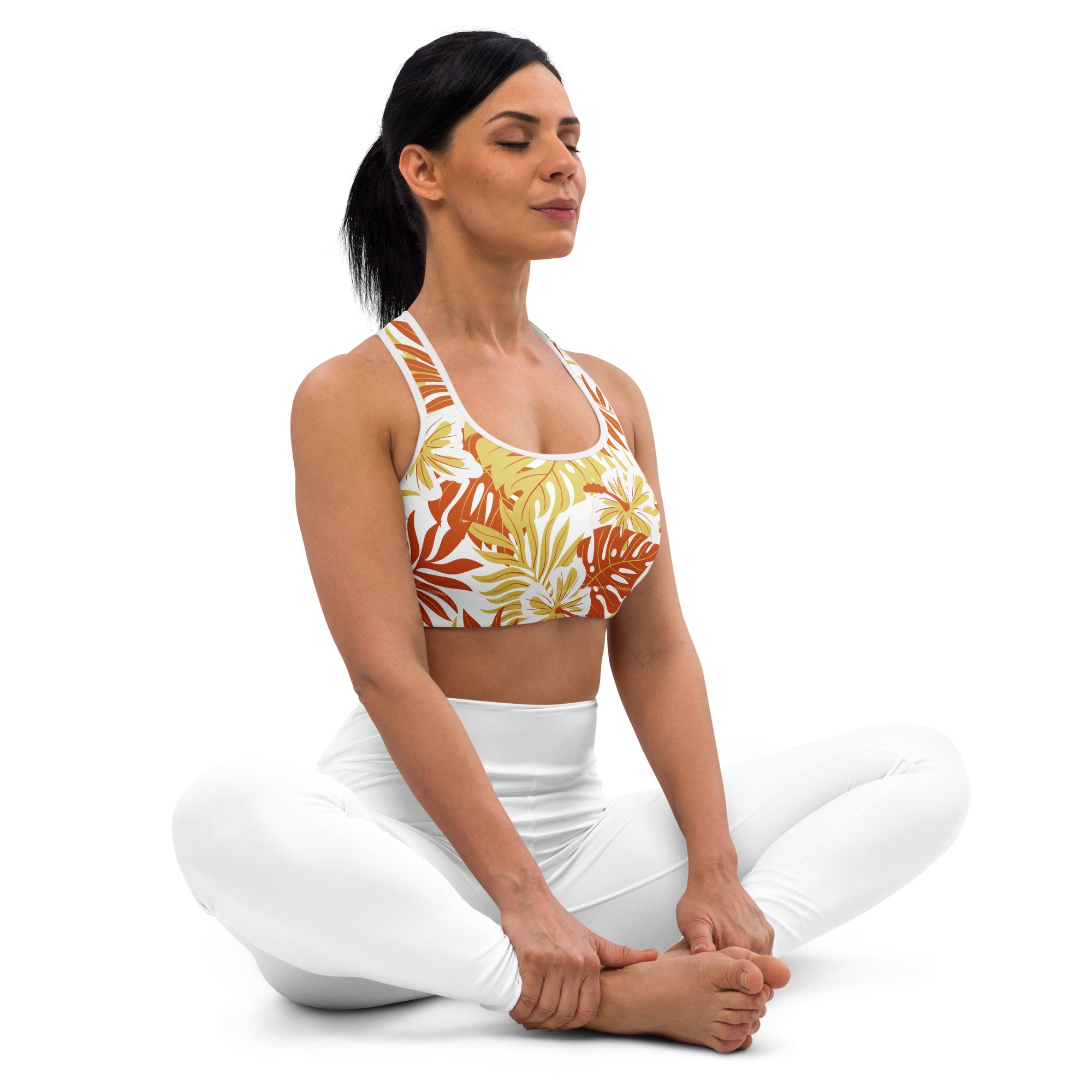 Tropical Pele Padded Sports Bra-Activewear-alohabae