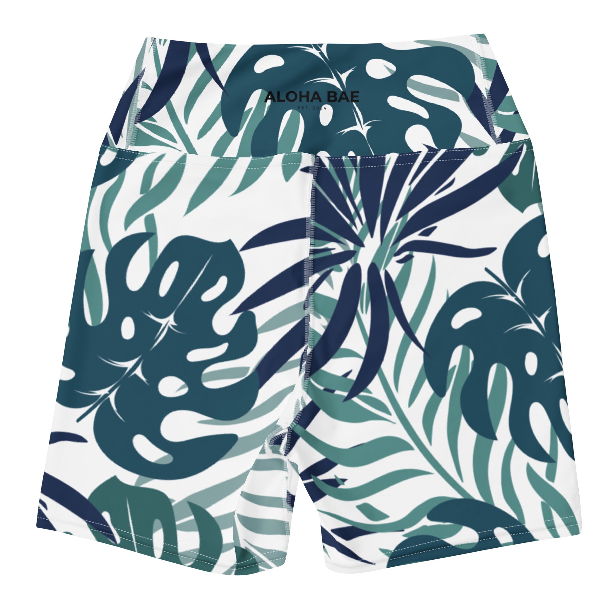 Sea Green Tropics Yoga Short-Activewear-alohabae