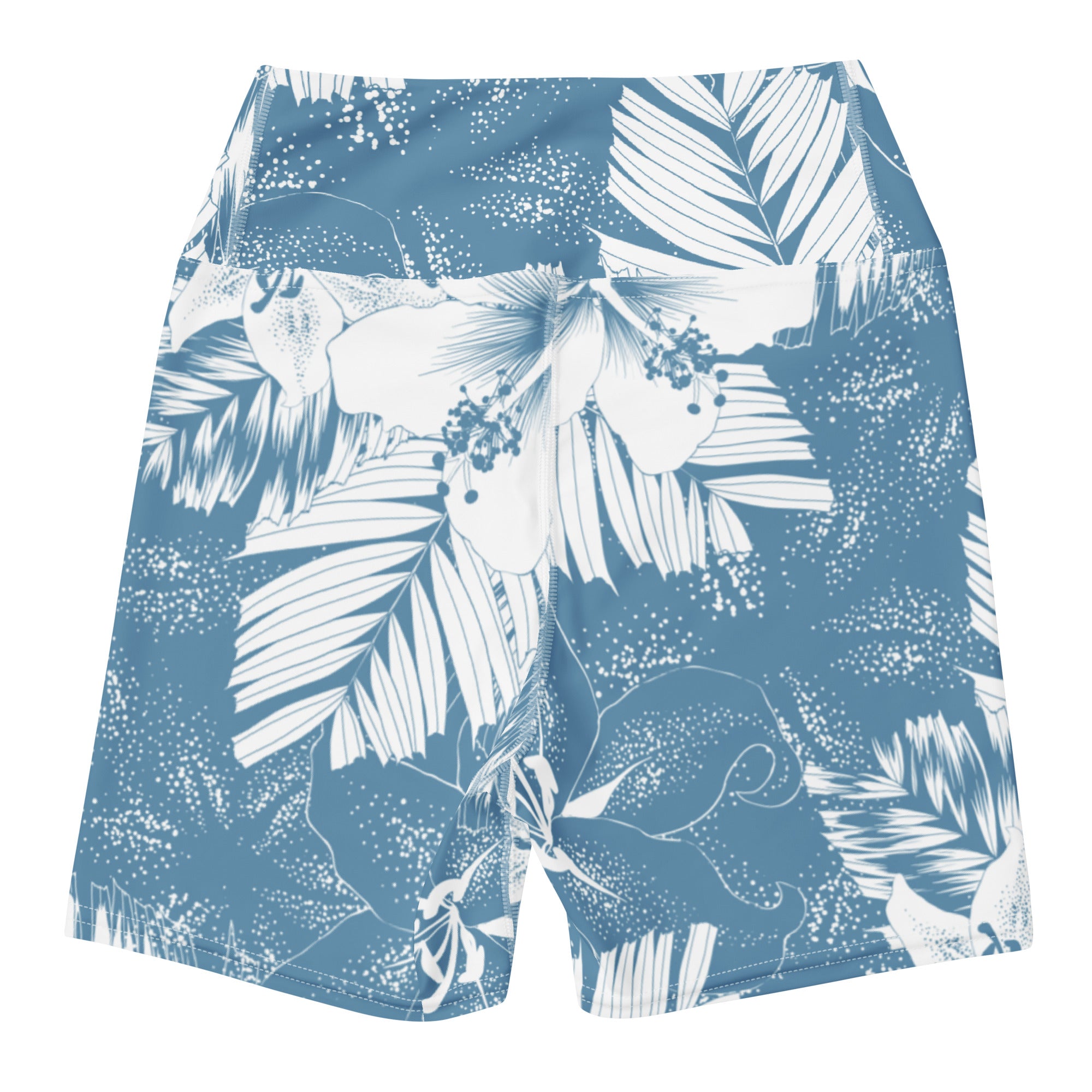 Hawaiian Blue Skies Yoga Shorts-Activewear-alohabae