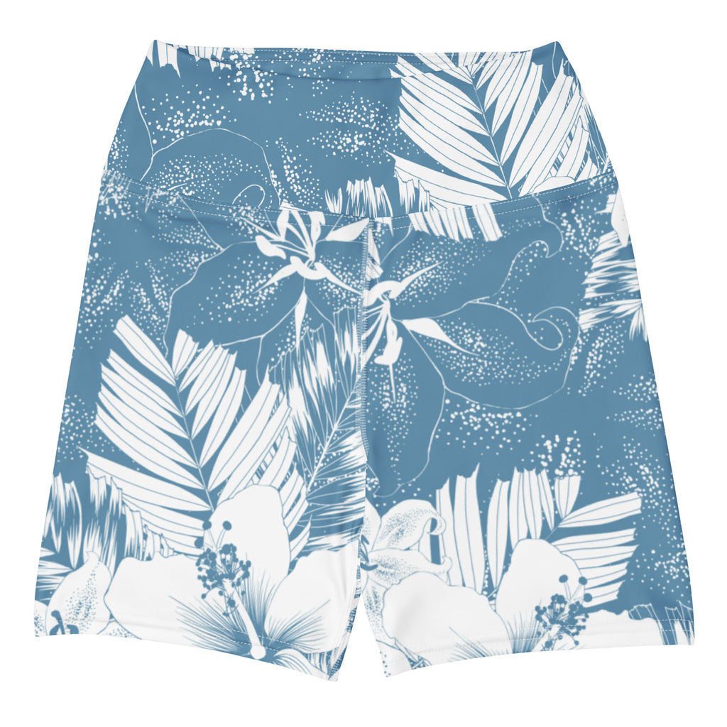 Hawaiian Blue Skies Yoga Shorts-Activewear-alohabae