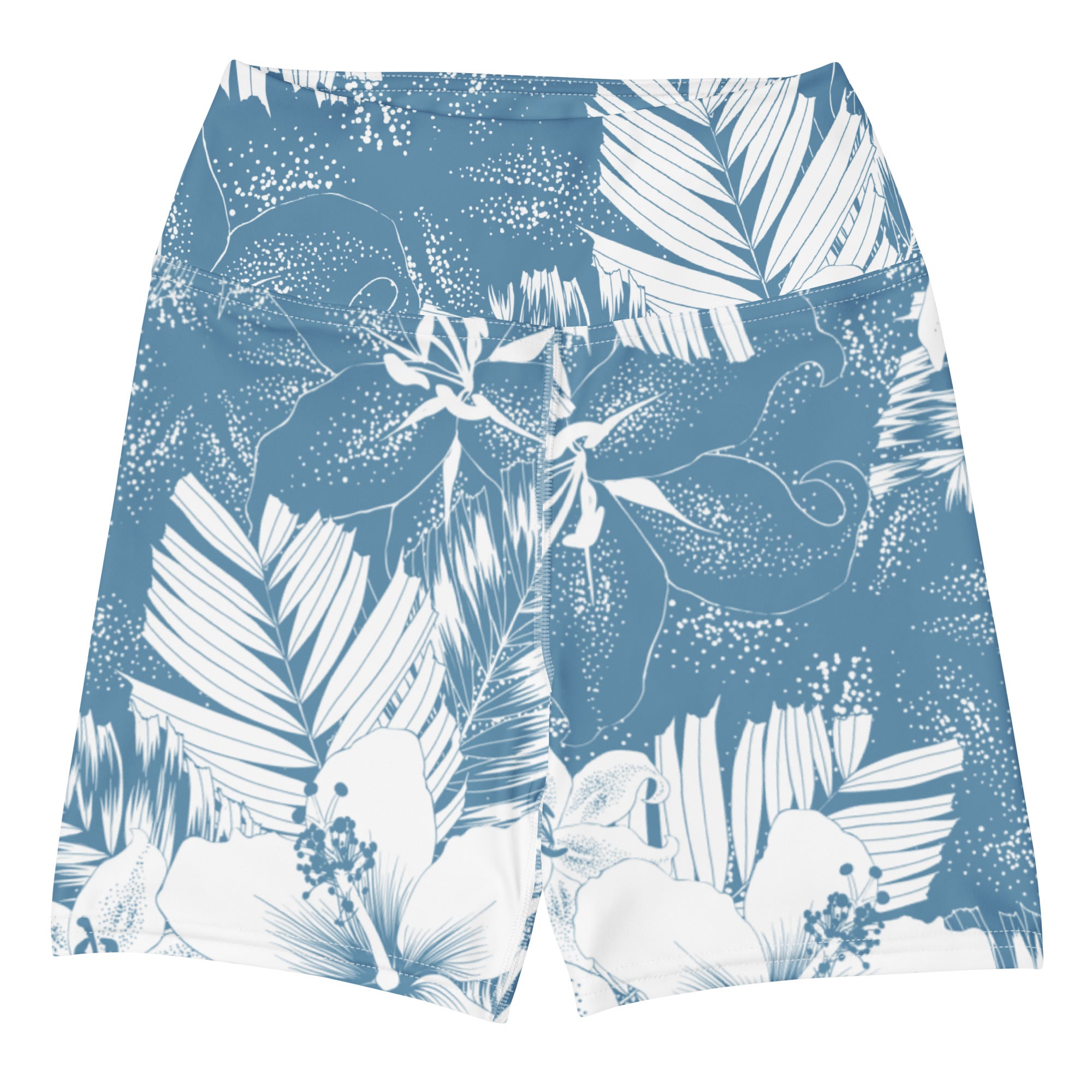 Hawaiian Blue Skies Yoga Shorts-Activewear-alohabae