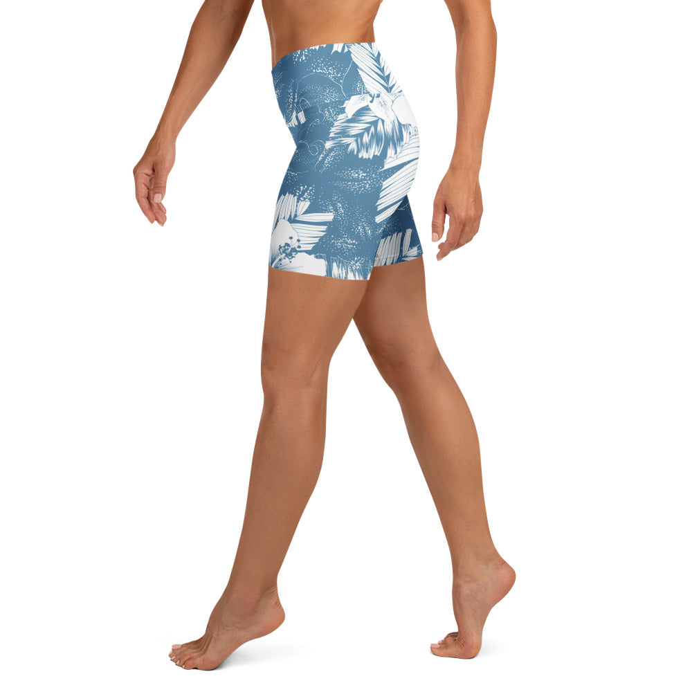 Hawaiian Blue Skies Yoga Shorts-Activewear-alohabae
