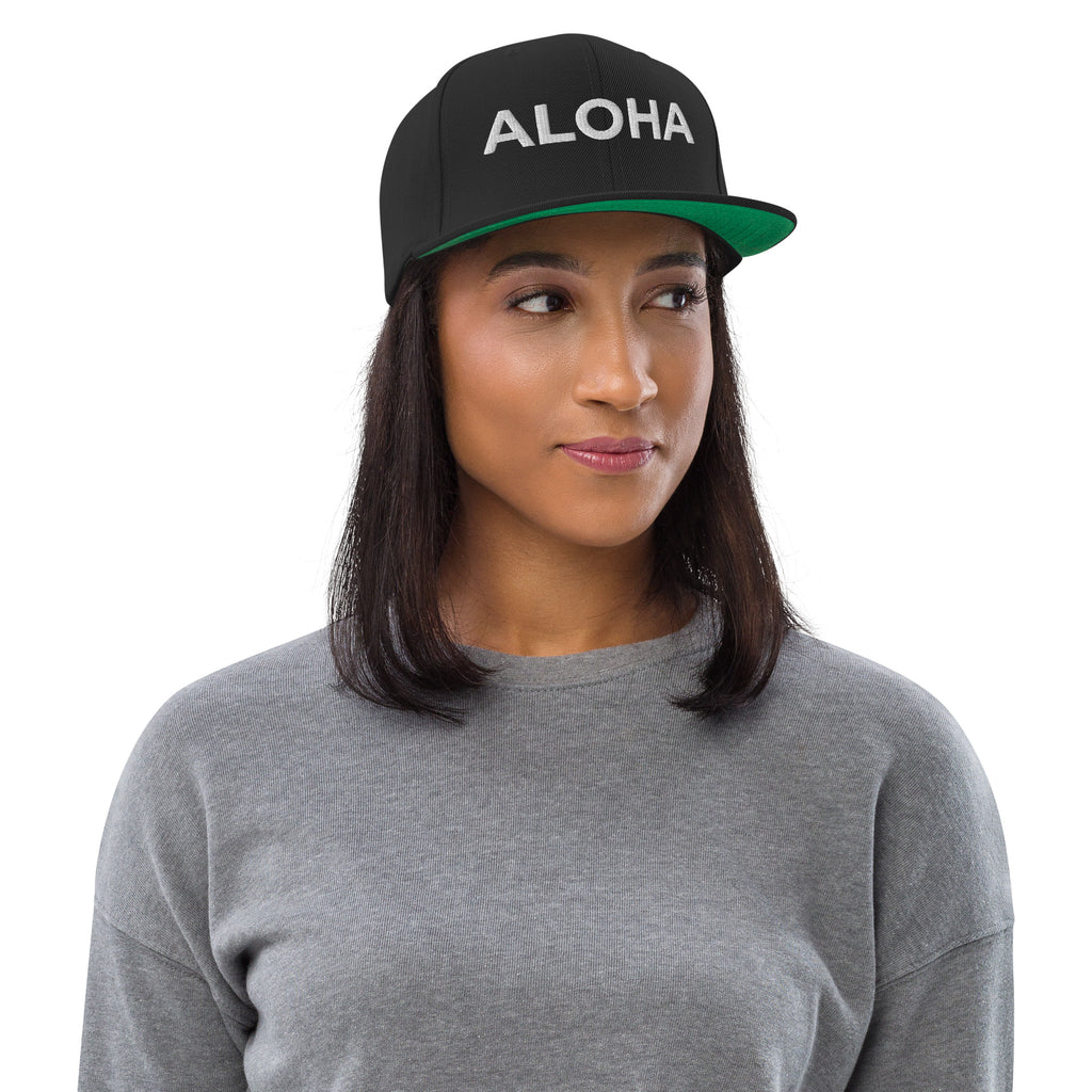 Aloha Embroidered Snapback Hat White-Hat-alohabae
