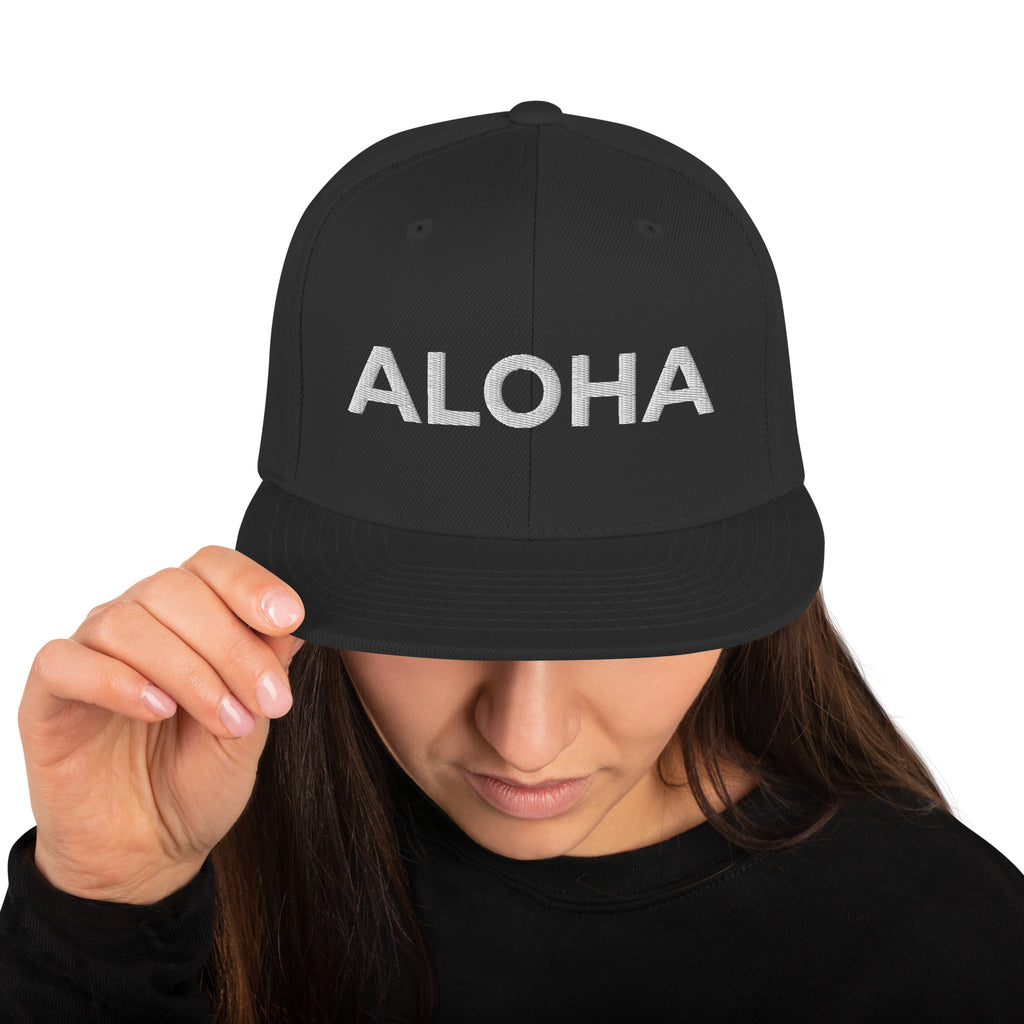 Aloha Embroidered Snapback Hat White-Hat-alohabae