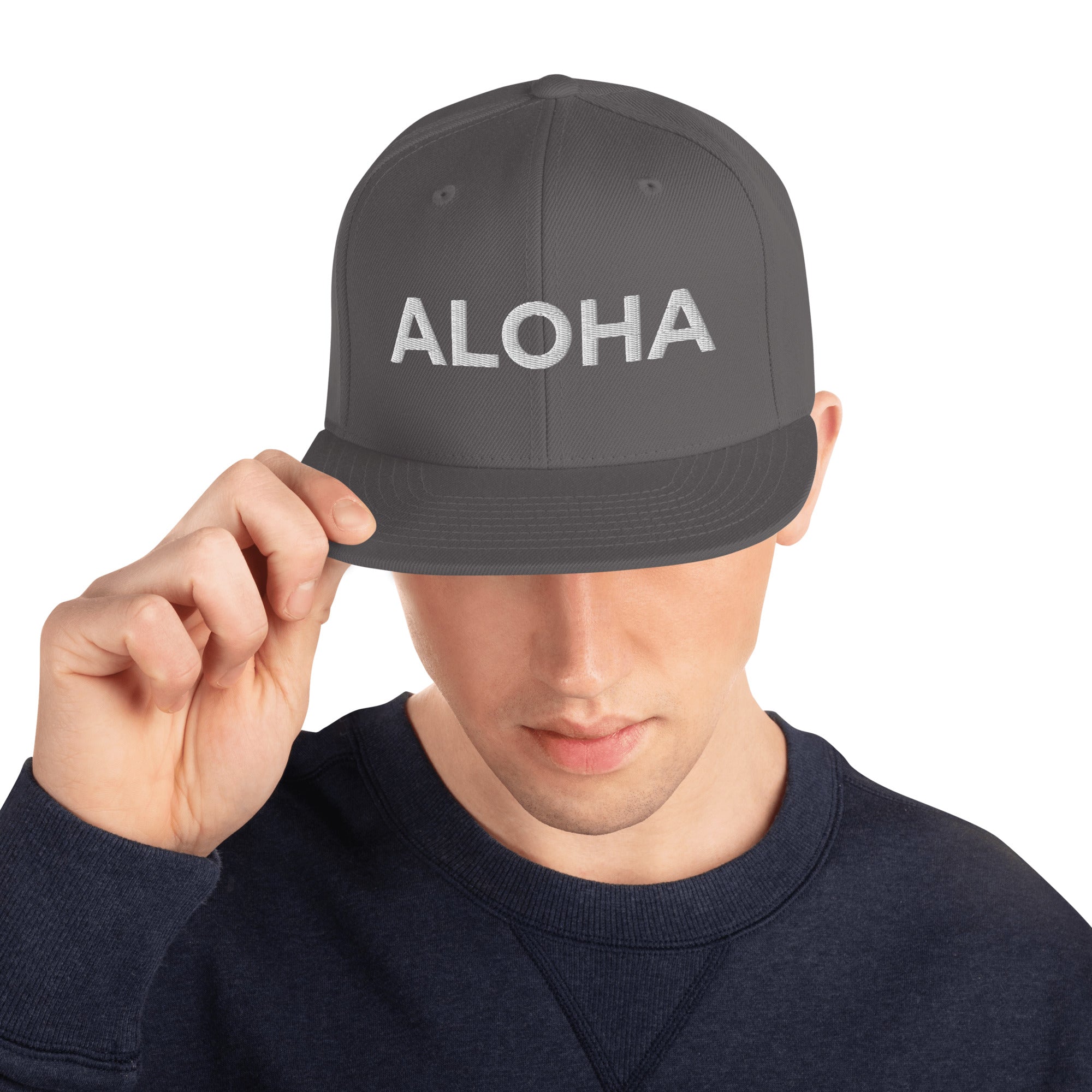 Aloha Embroidered Snapback Hat White-Hat-alohabae