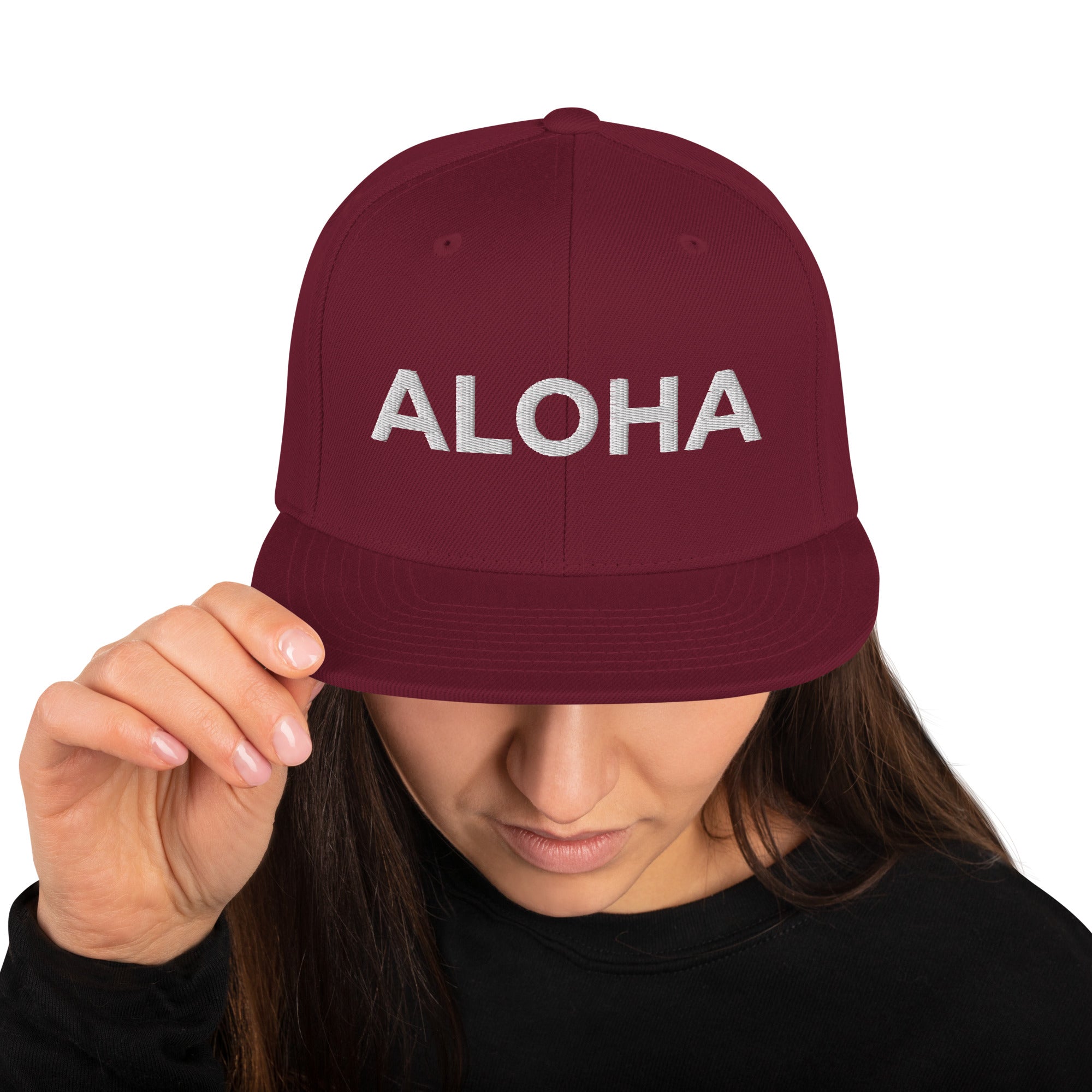 Aloha Embroidered Snapback Hat White-Hat-alohabae