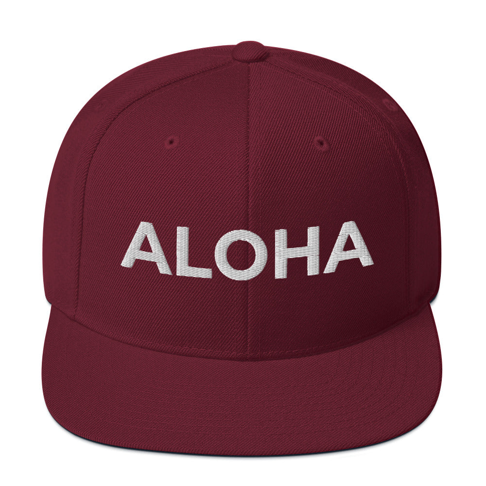 Aloha Embroidered Snapback Hat White-Hat-alohabae