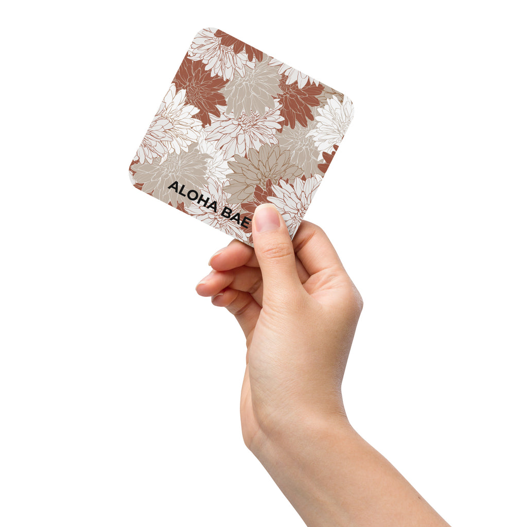 Alohabae red floral cork-back drink coaster with vibrant floral pattern and cork backing, designed to protect surfaces from drink rings.