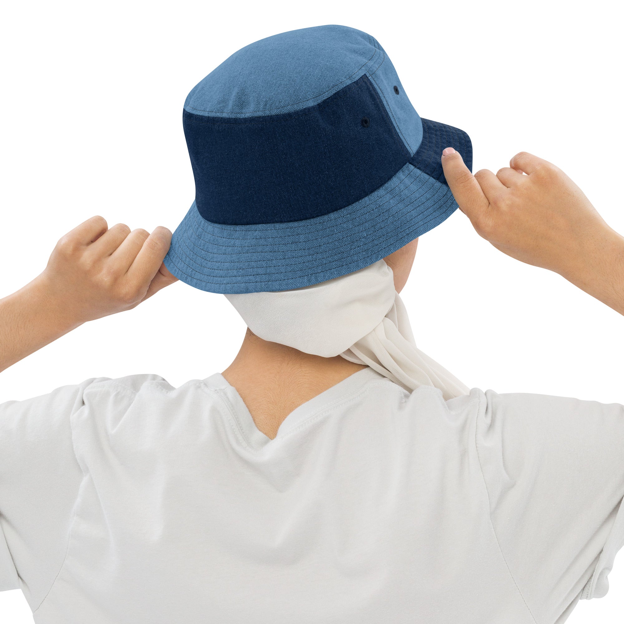 Aloha Embroidered Denim Bucket Hat-Hat-alohabae