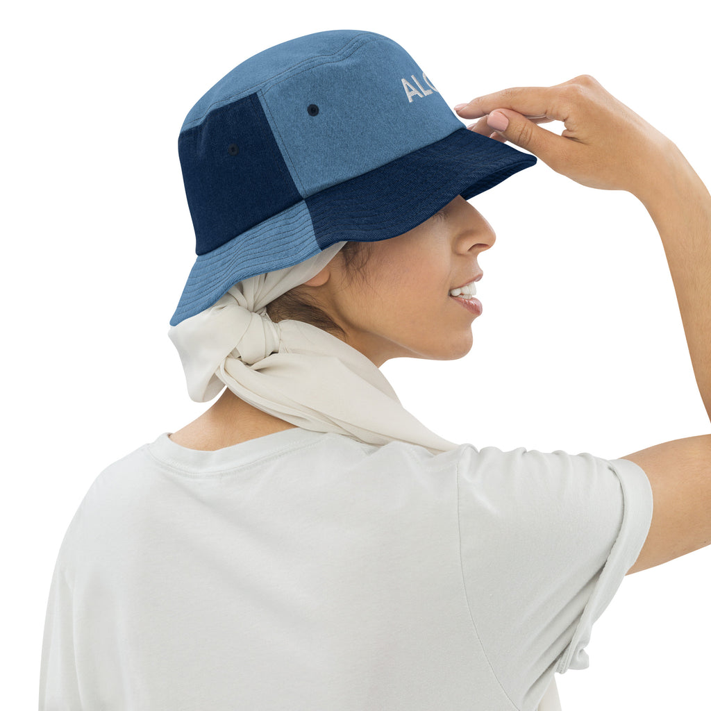 Aloha Embroidered Denim Bucket Hat-Hat-alohabae