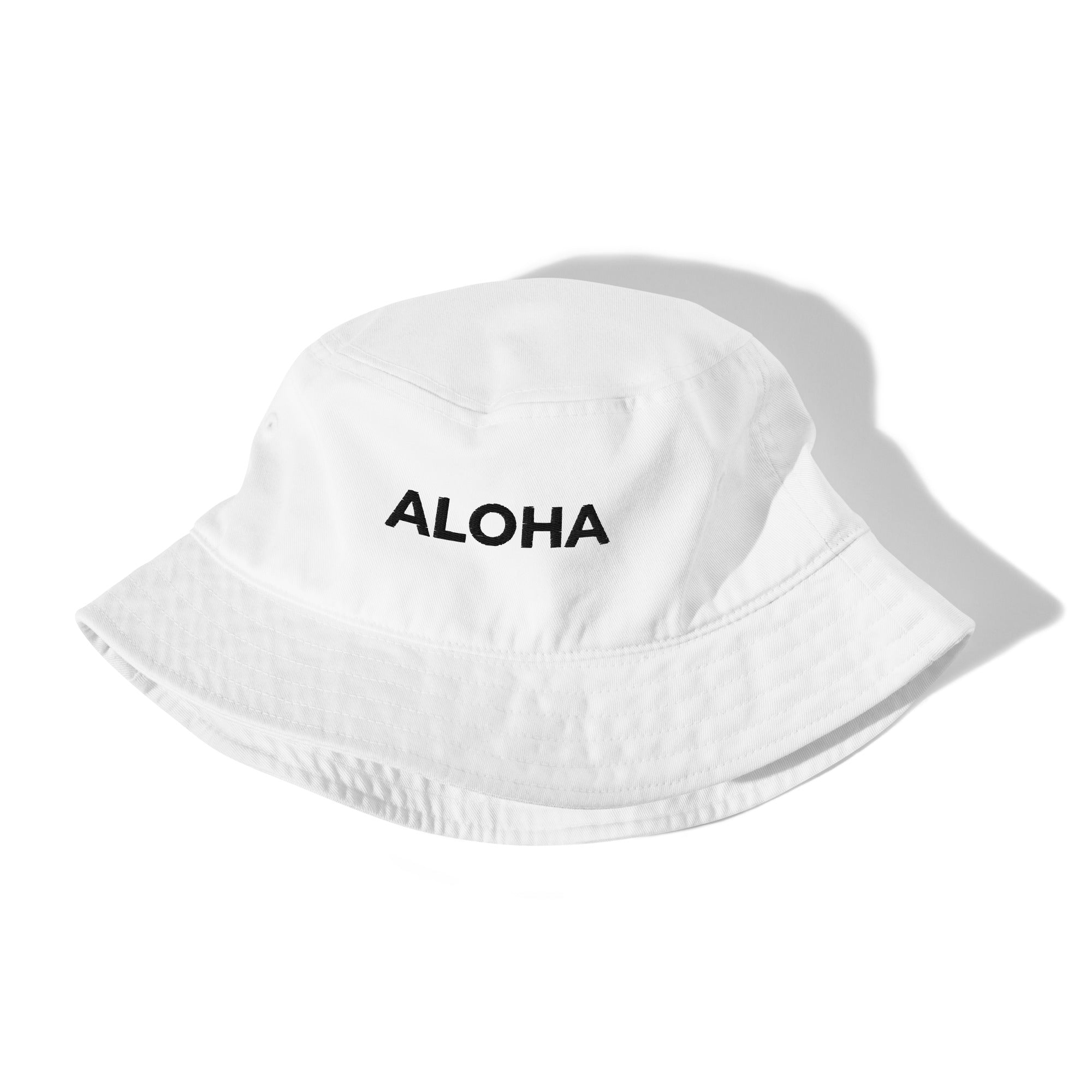 Aloha Embroidered Organic Bucket Hat Black Logo-Hat-alohabae