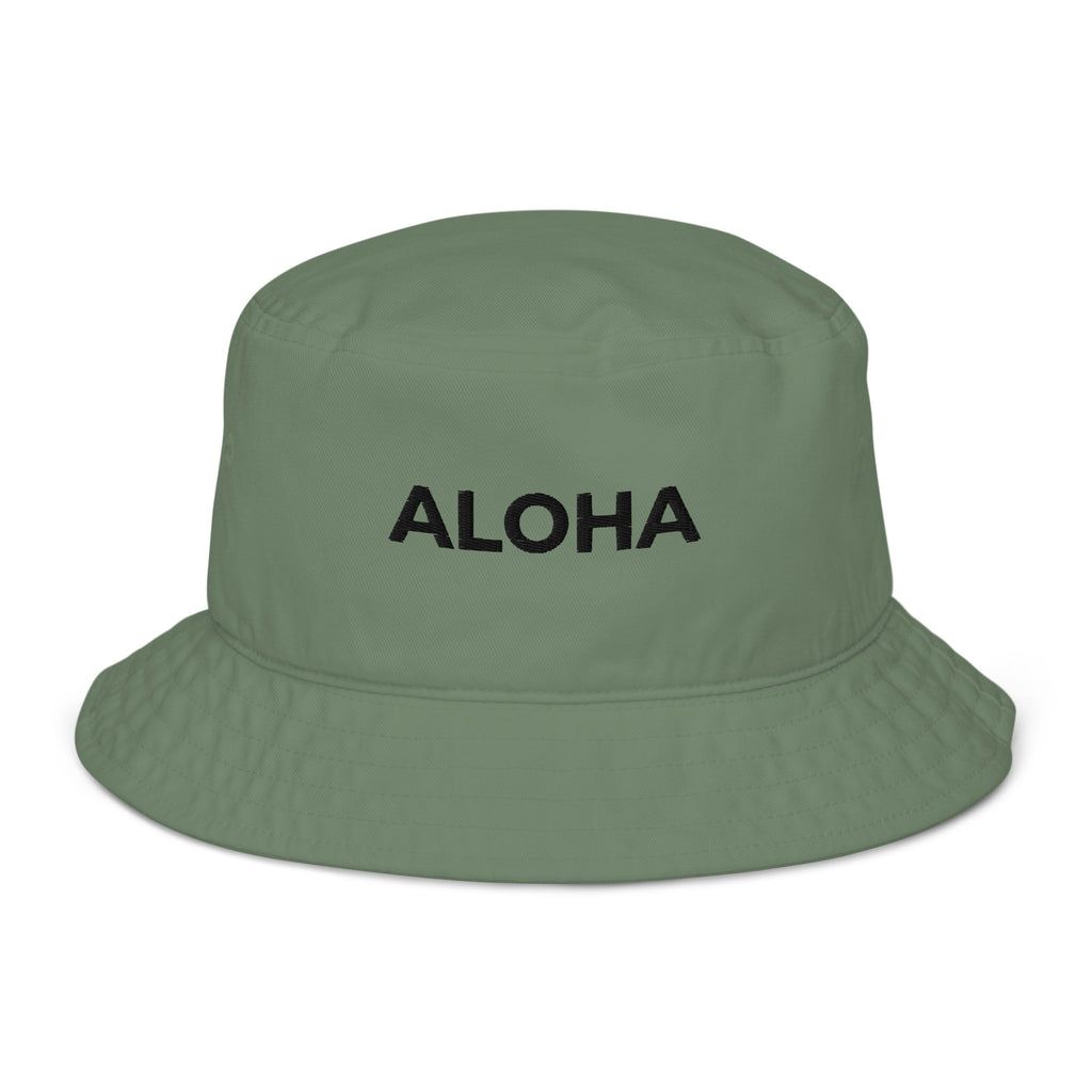 Aloha Embroidered Organic Bucket Hat Black Logo-Hat-alohabae