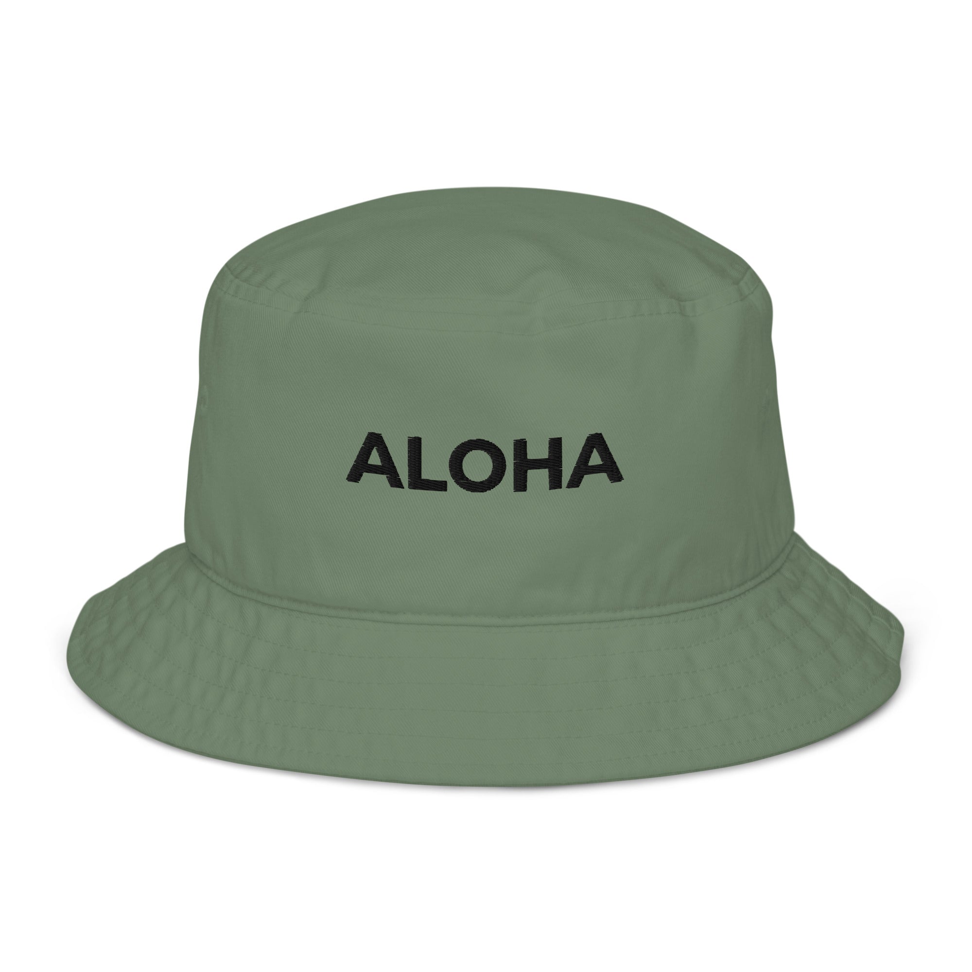 Aloha Embroidered Organic Bucket Hat Black Logo-Hat-alohabae