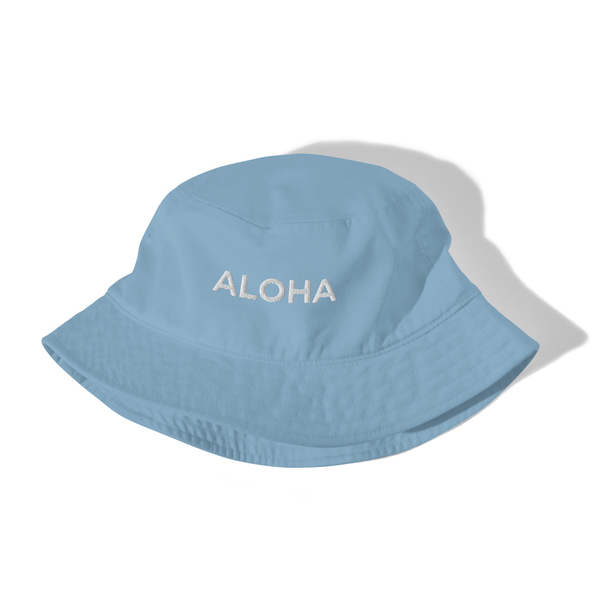 Aloha Embroidered Organic Bucket Hat White Logo-Hat-alohabae