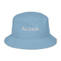 Aloha Embroidered Organic Bucket Hat White Logo-Hat-alohabae