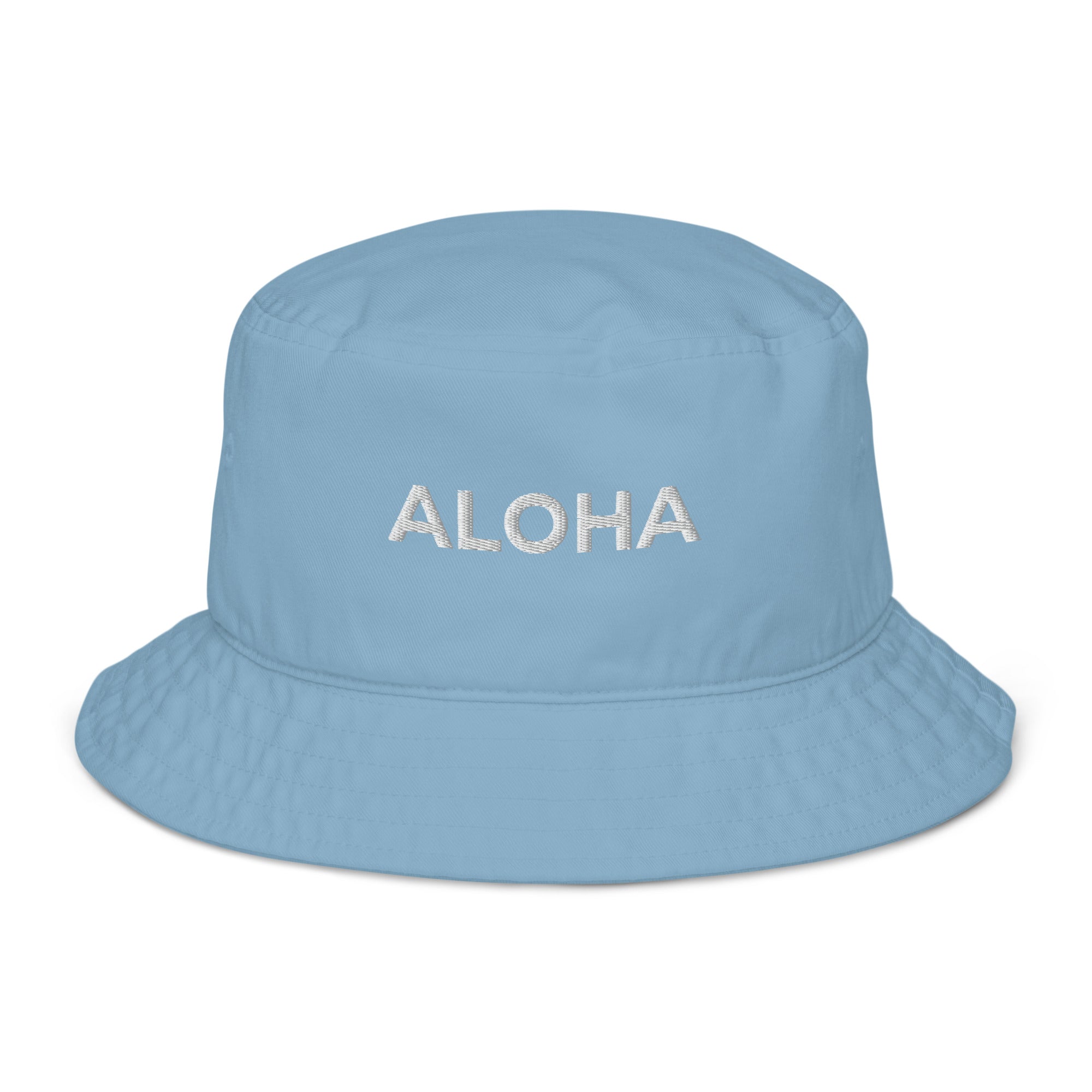 Aloha Embroidered Organic Bucket Hat White Logo-Hat-alohabae