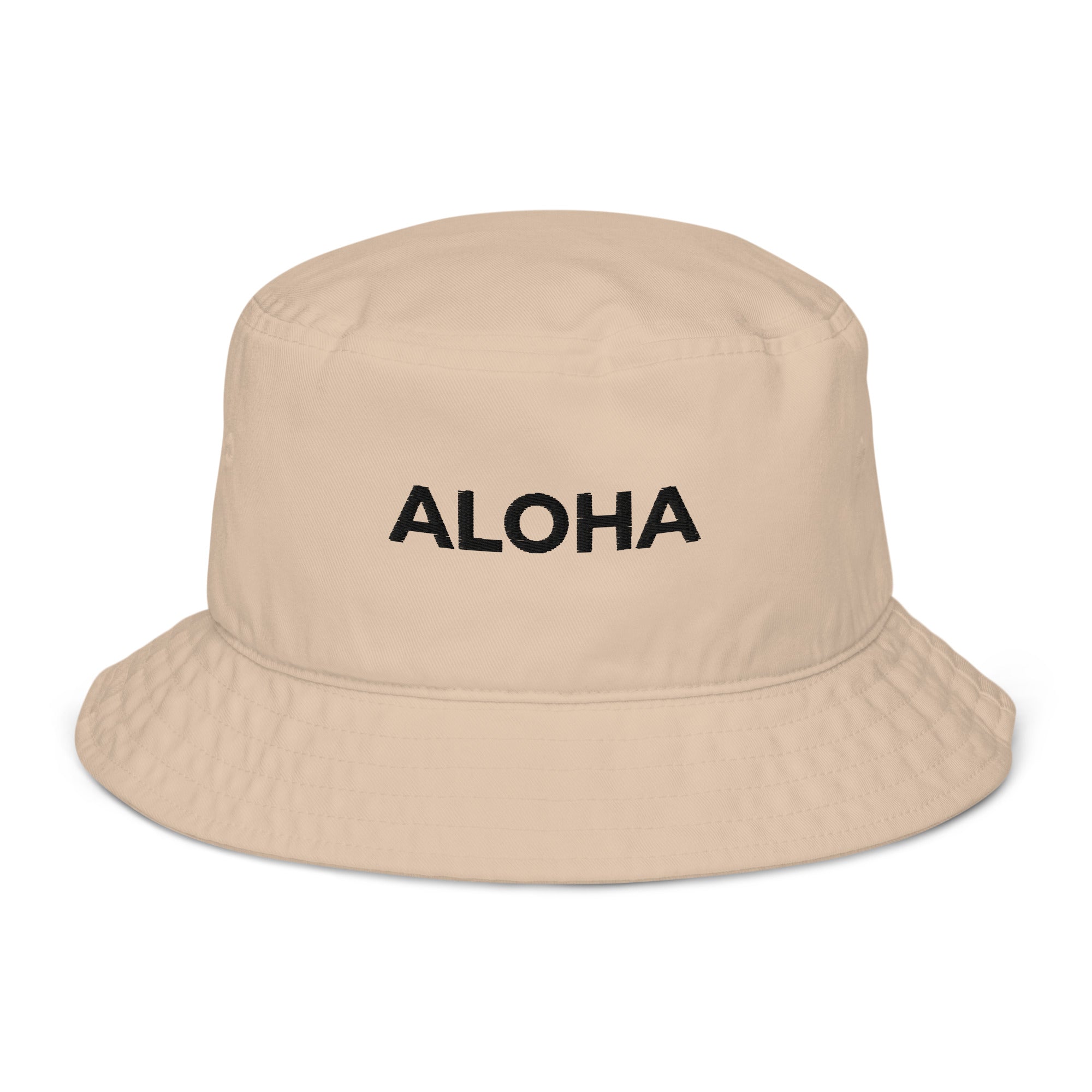 Aloha Embroidered Organic Bucket Hat Black Logo-Hat-alohabae