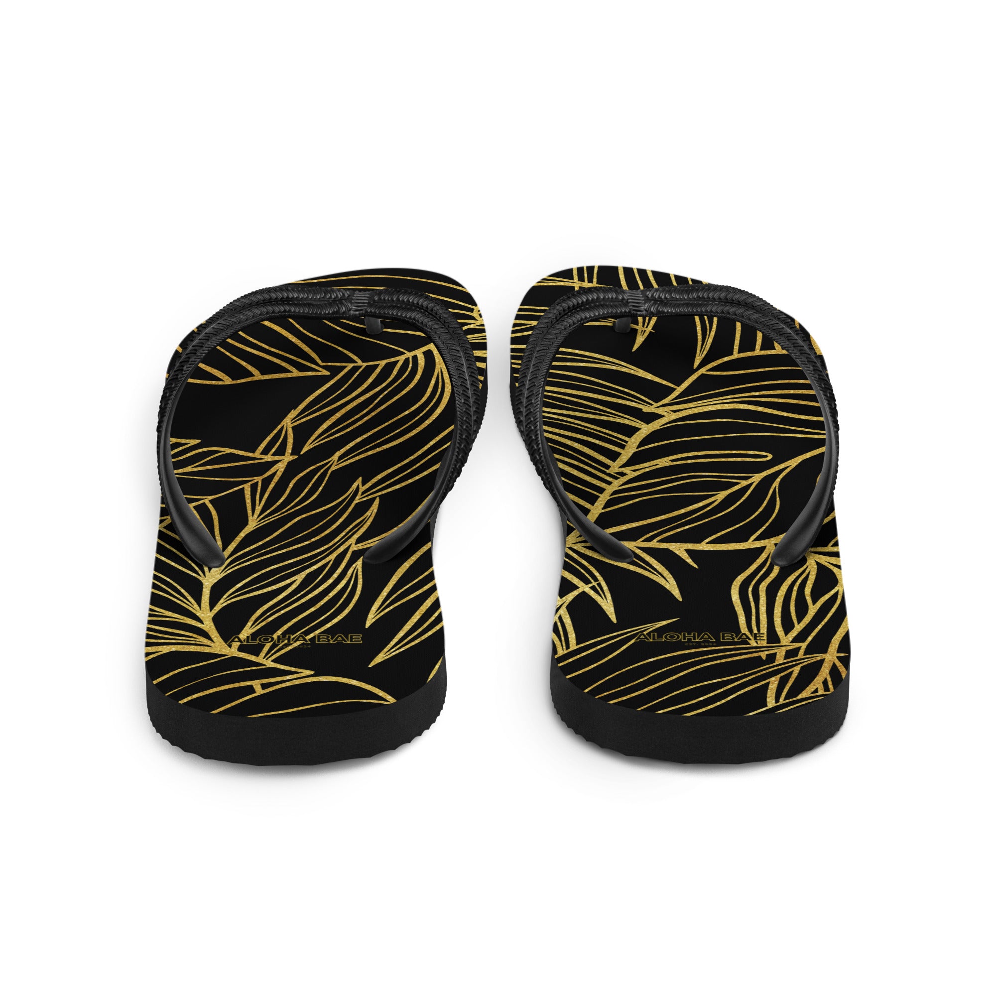 Black Gold Monstera Slippers-Sandals-alohabae