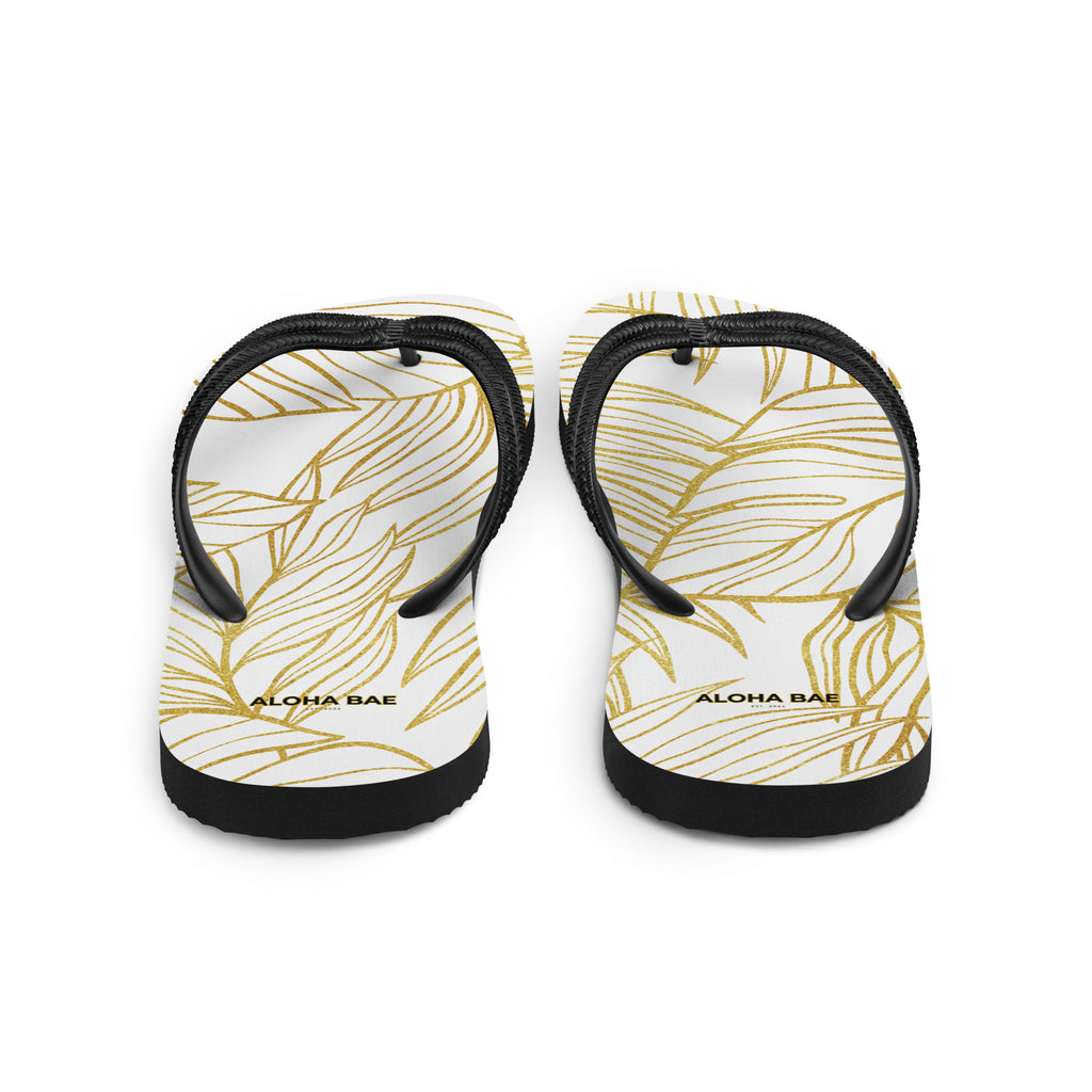 White Gold Monstera Slippers-Sandals-alohabae