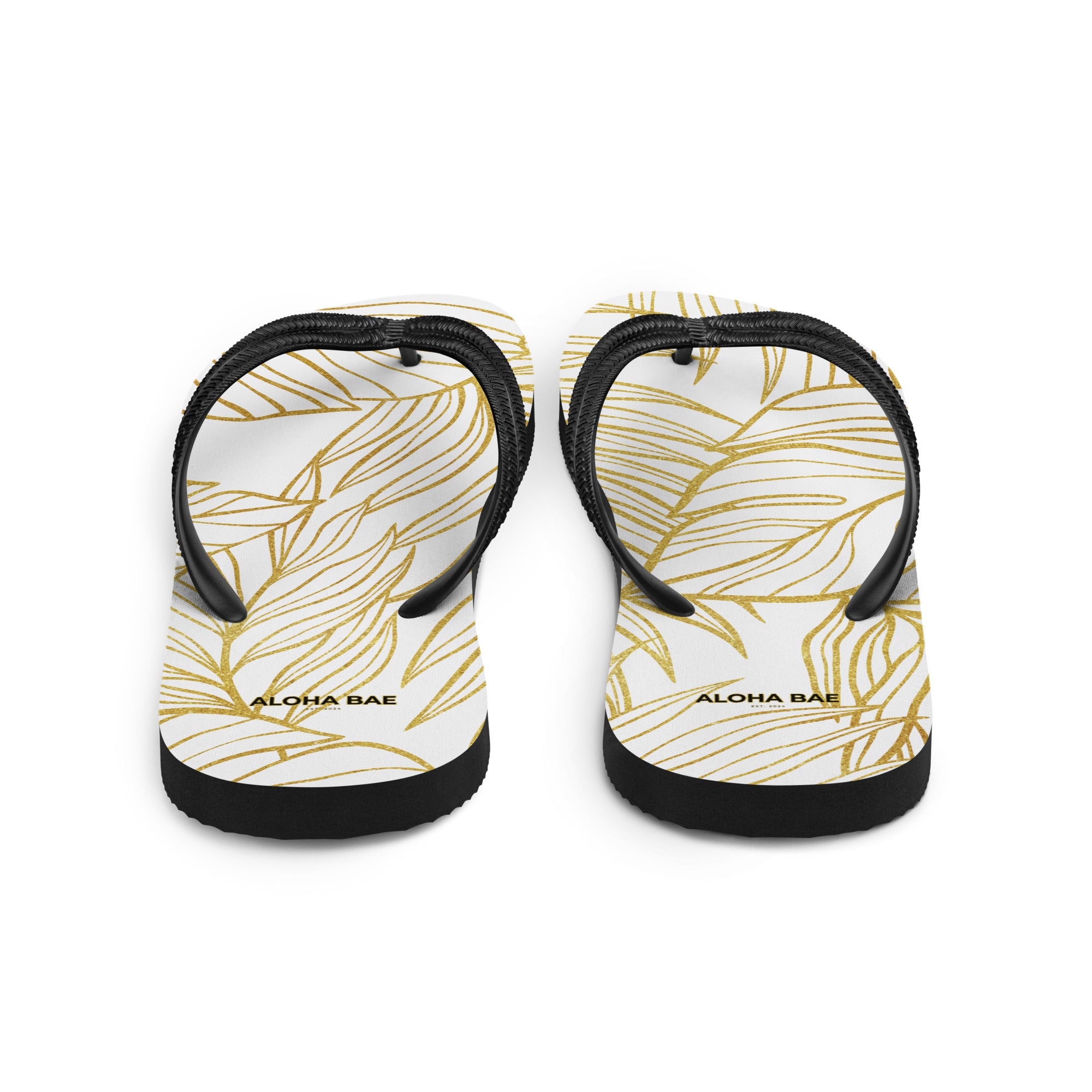 White Gold Monstera Slippers-Sandals-alohabae