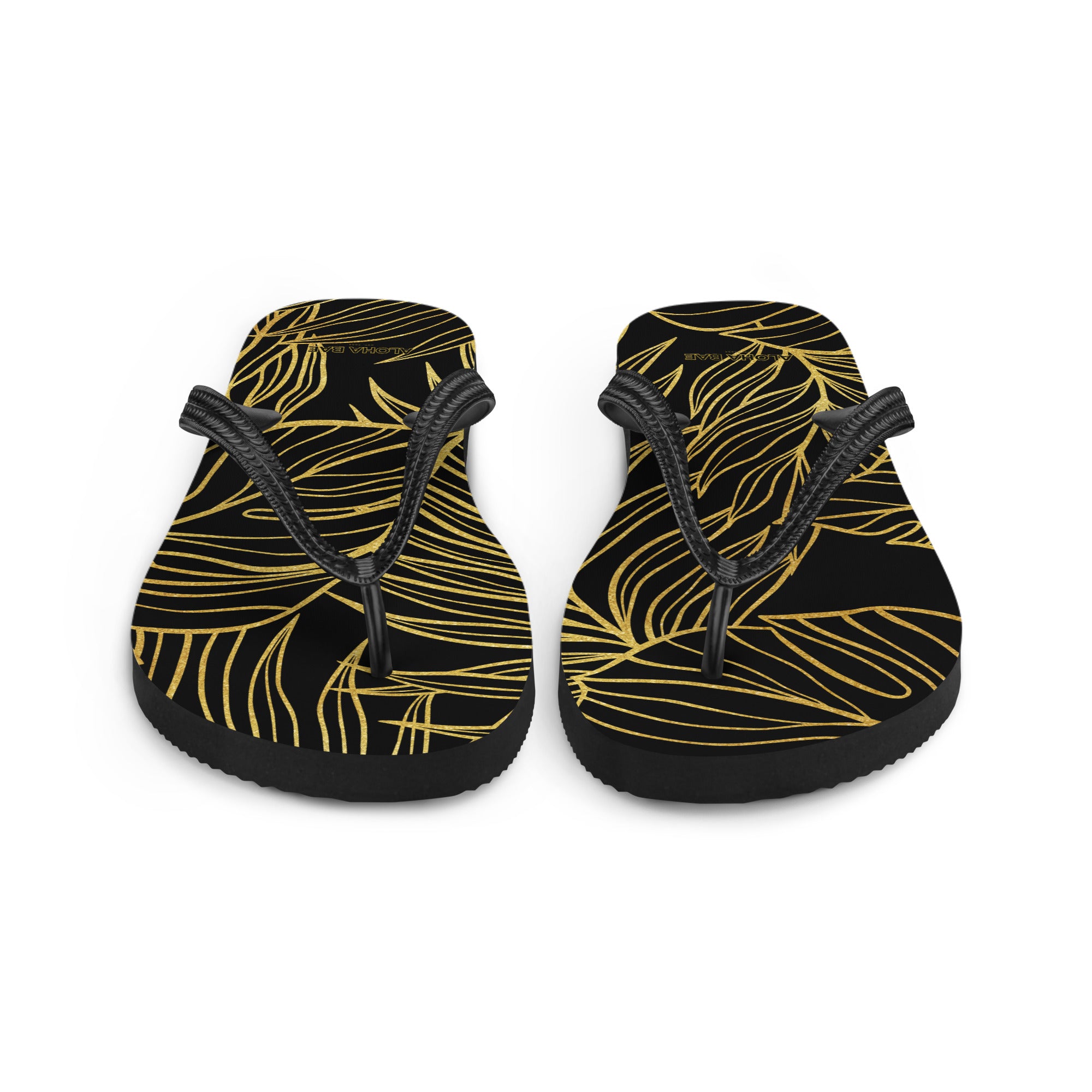 Black Gold Monstera Slippers-Sandals-alohabae