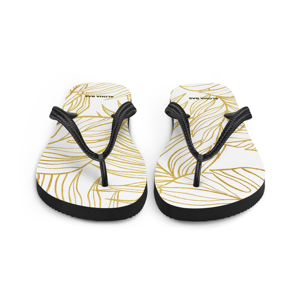 White Gold Monstera Slippers-Sandals-alohabae